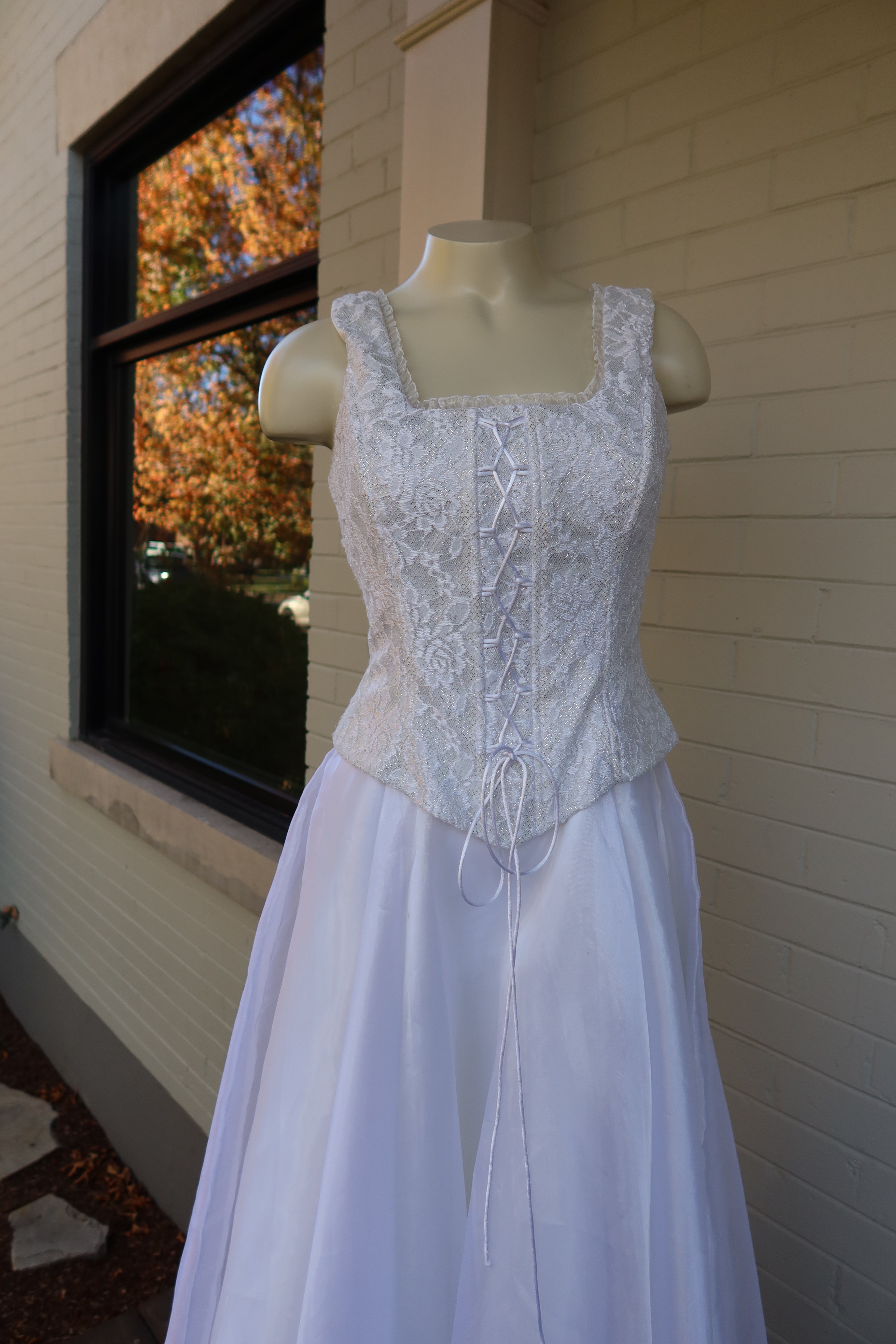 90s Lace Low Back Corset Gown