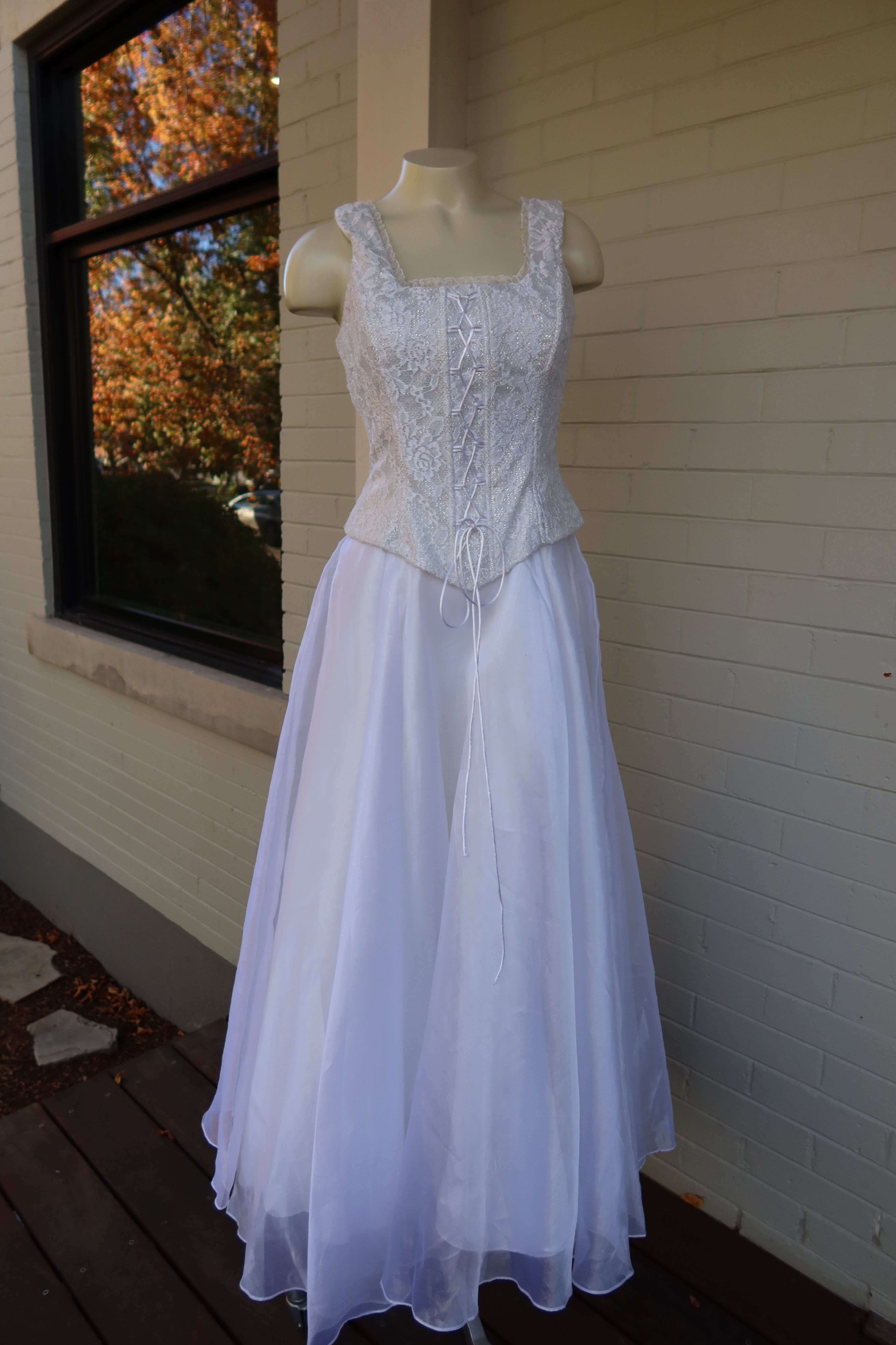 90s Lace Low Back Corset Gown