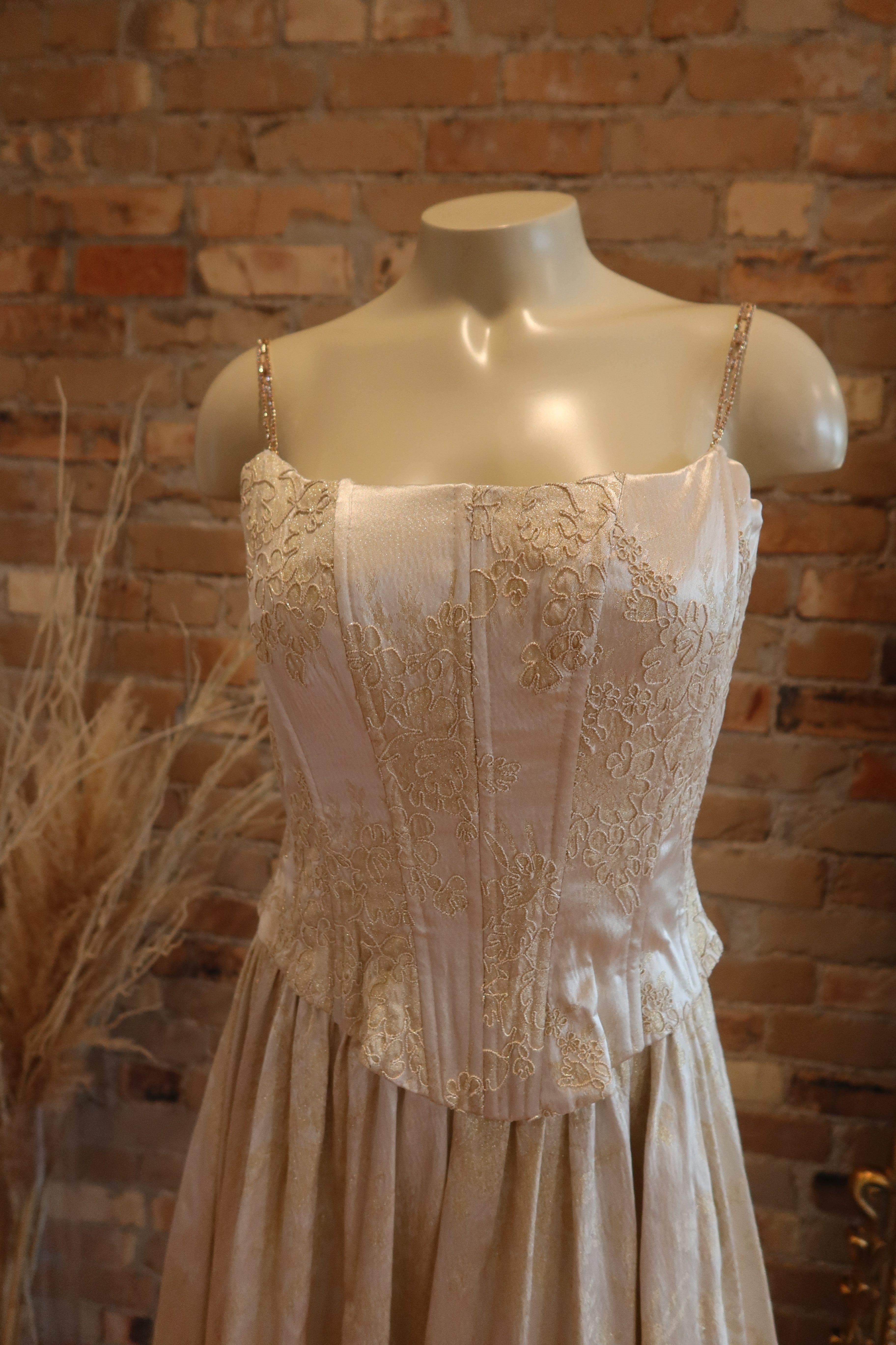 90s Ivory Basque Waist JM Gown