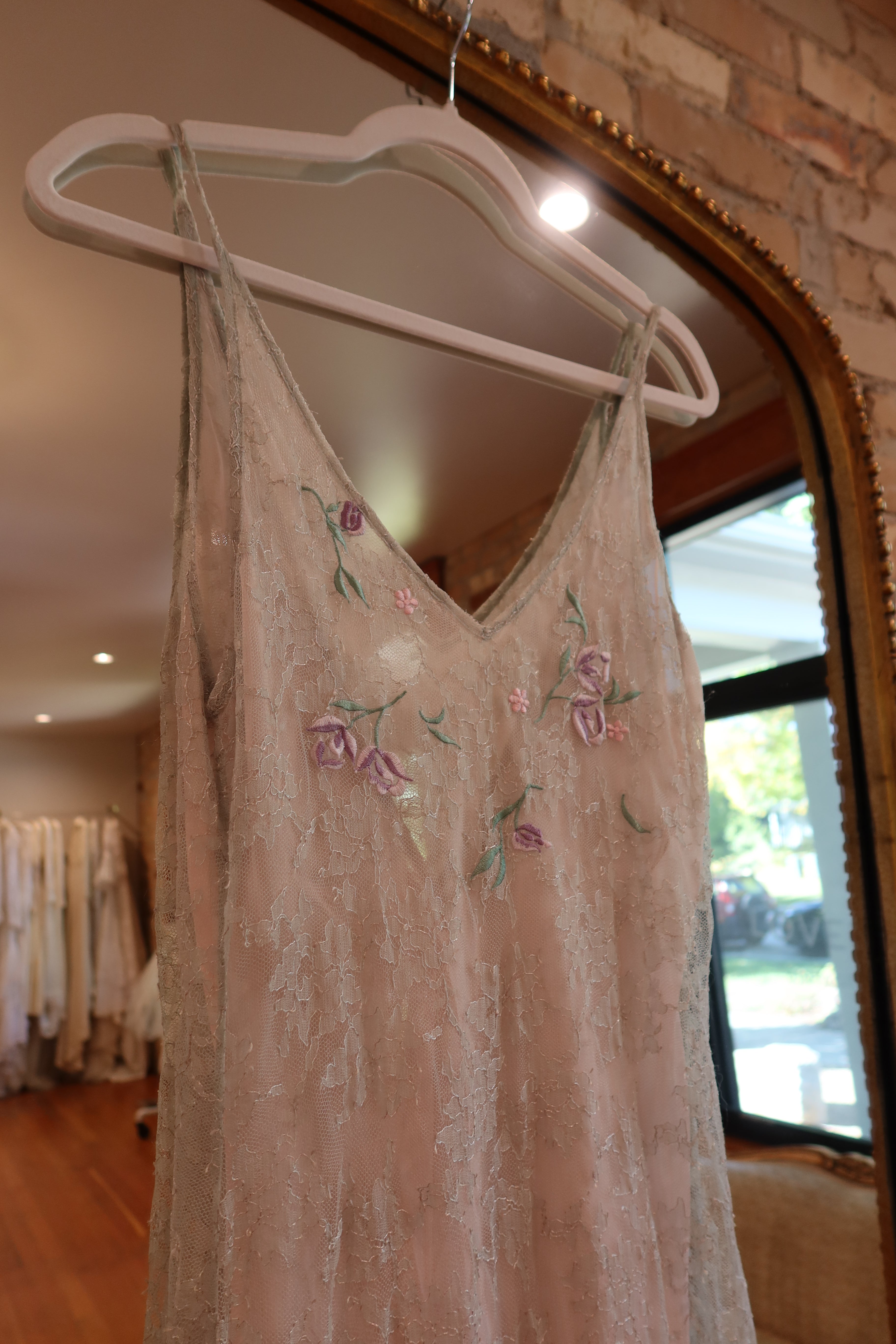 90s Victoria Secret Gold Label Embroidered Mint Slip