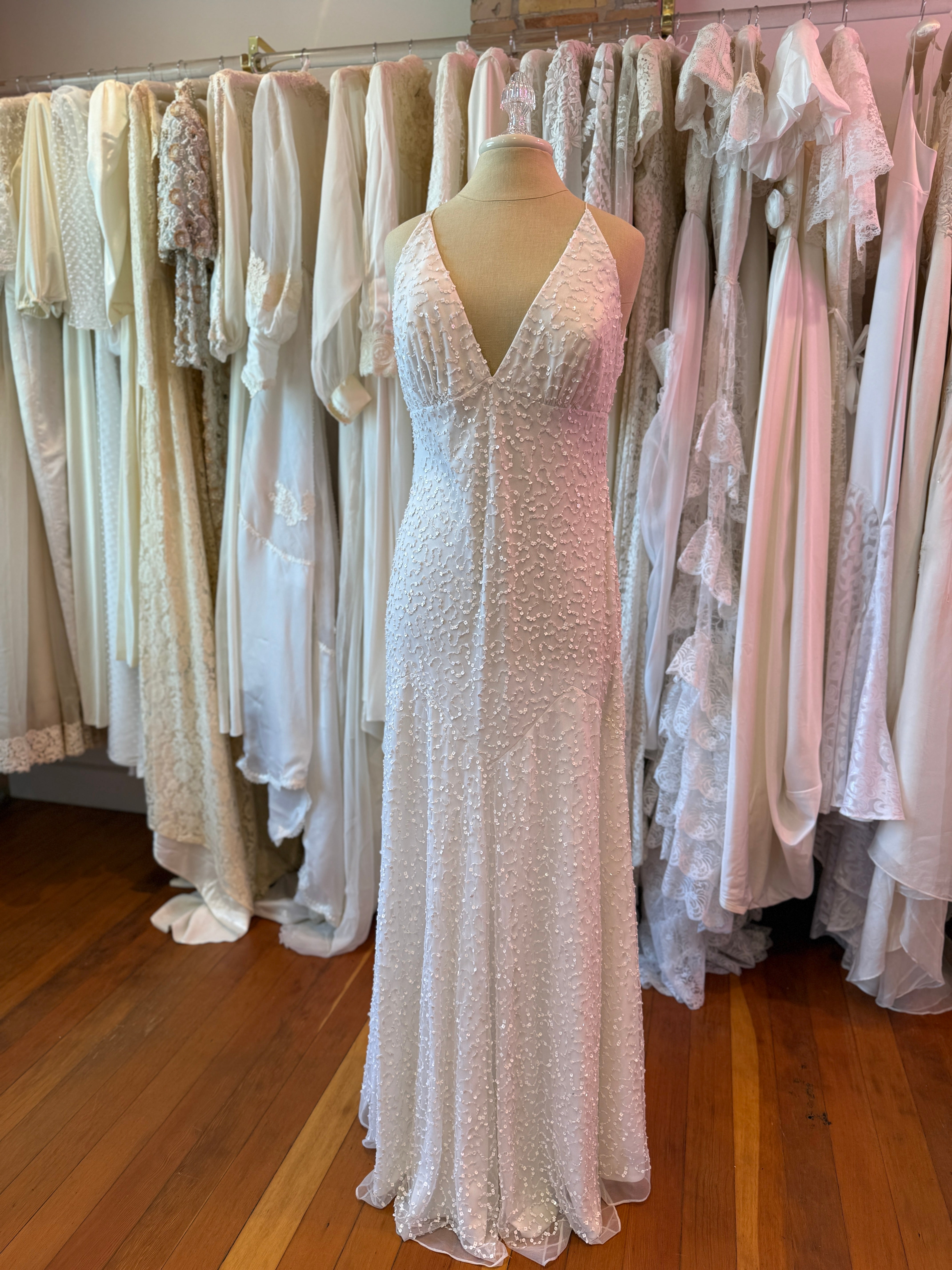 1990s Beaded Backless Slip Dress