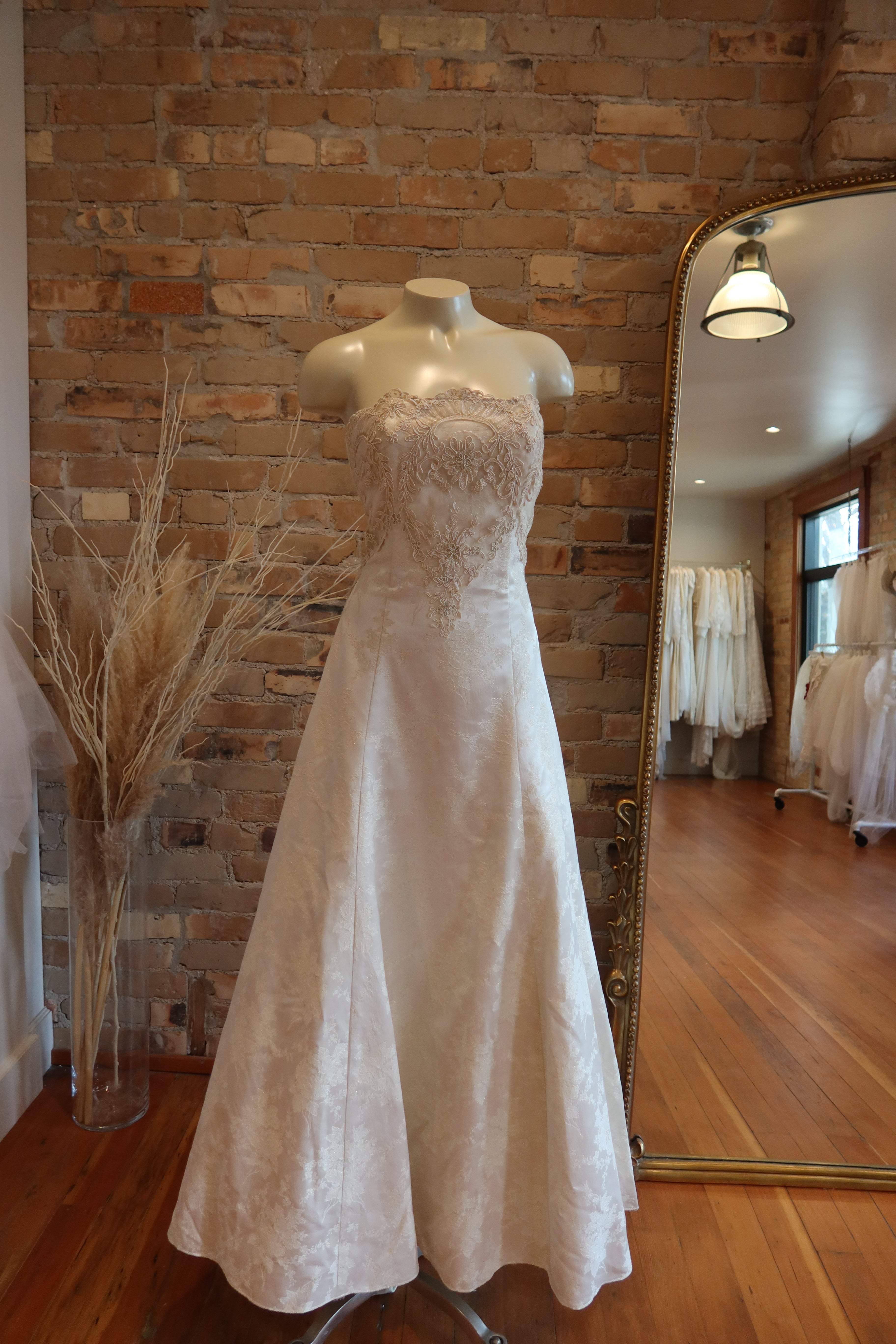 90s Strapless Jessica McClintock Brocade Gown