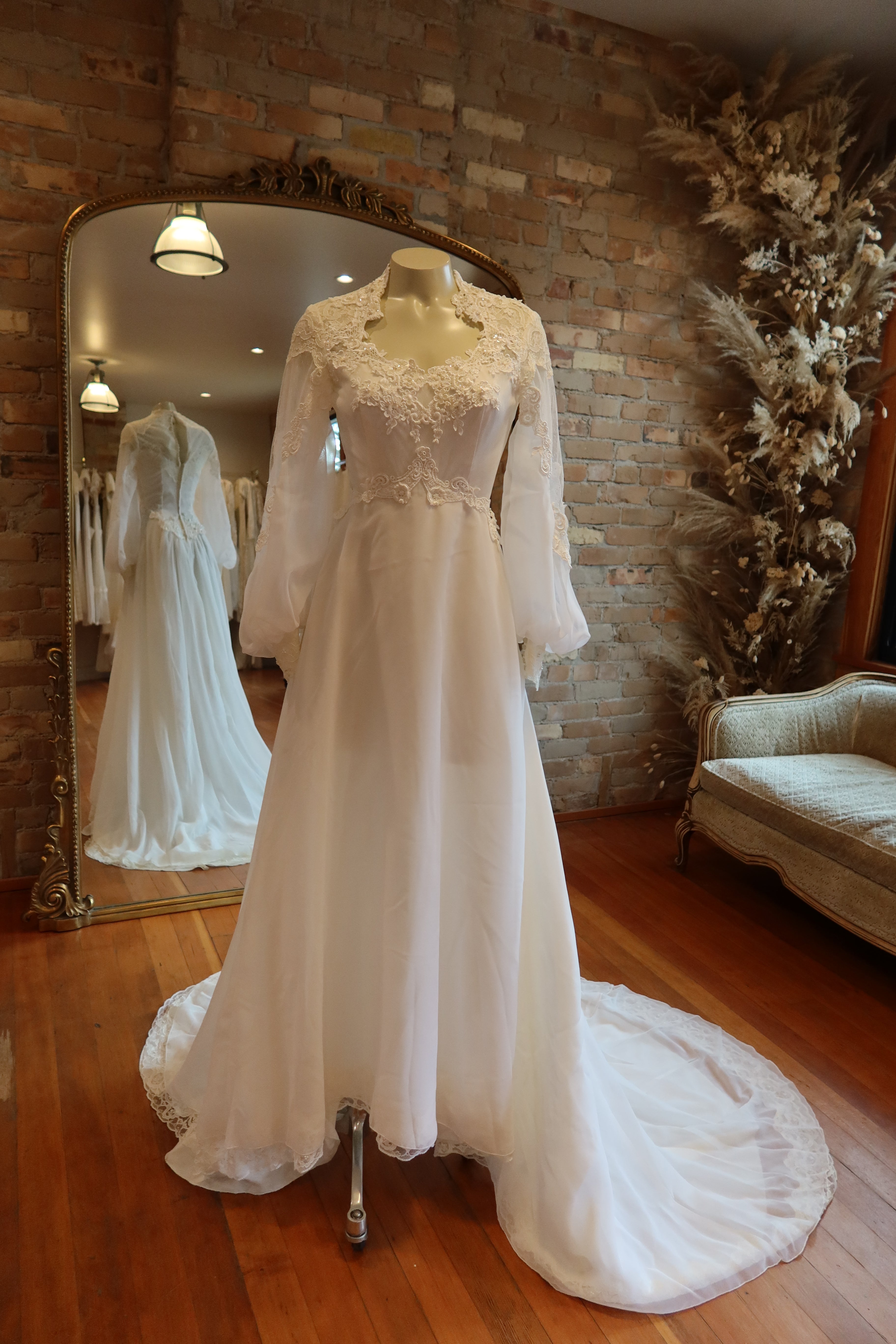 1970s Bishop Sleeve Chiffon Gown