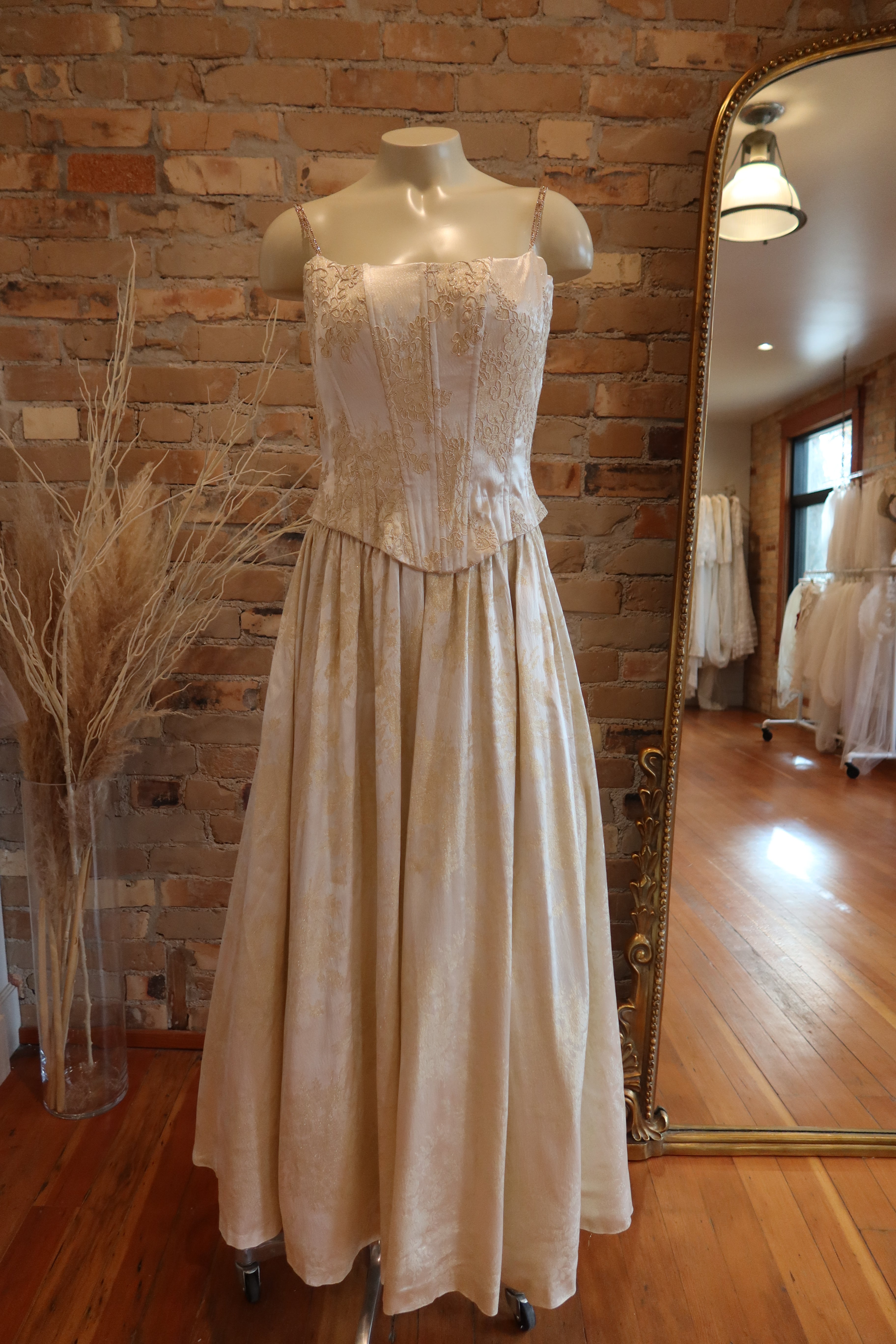 90s Ivory Basque Waist JM Gown