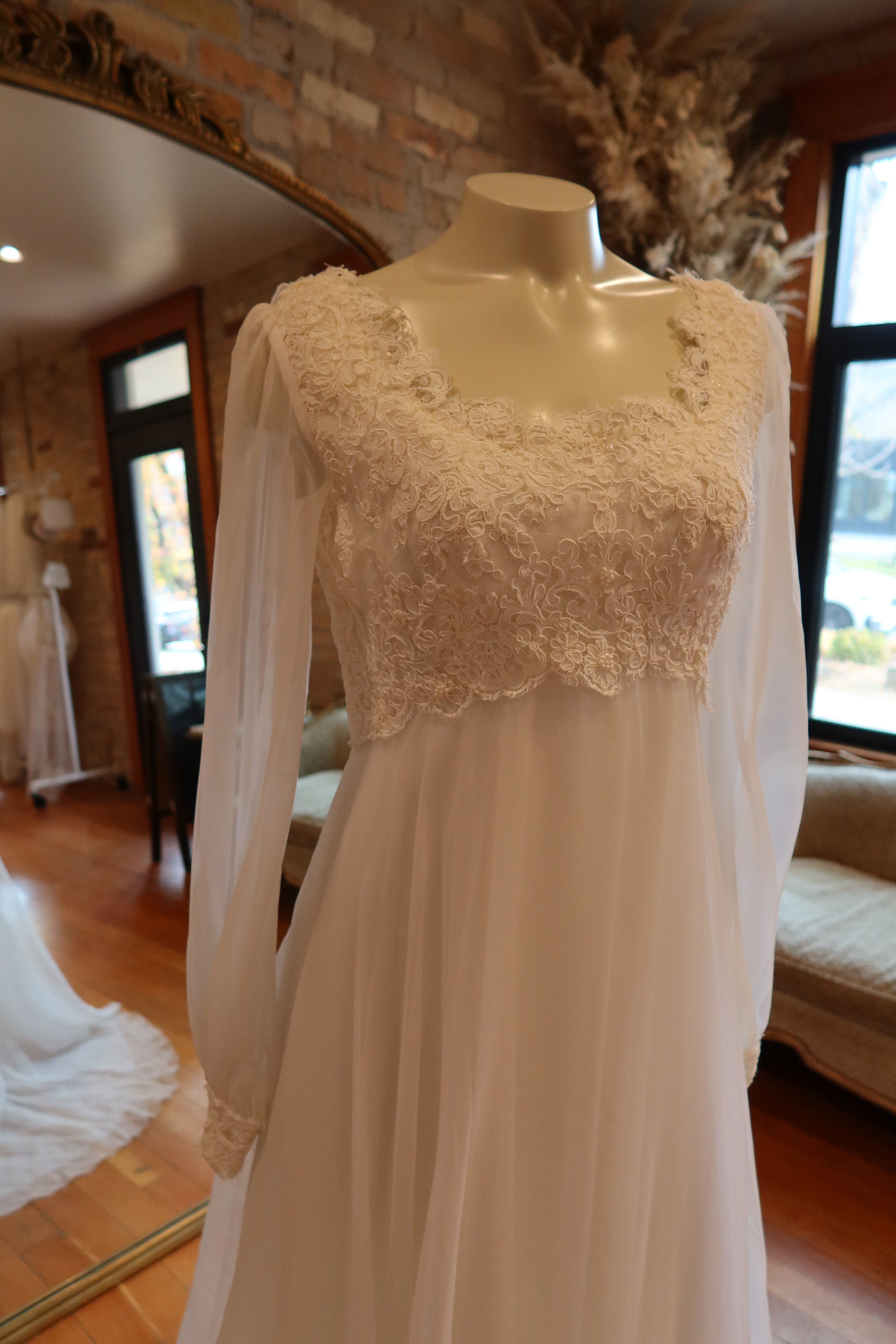 1960s Bishop Sleeve Empire Gown