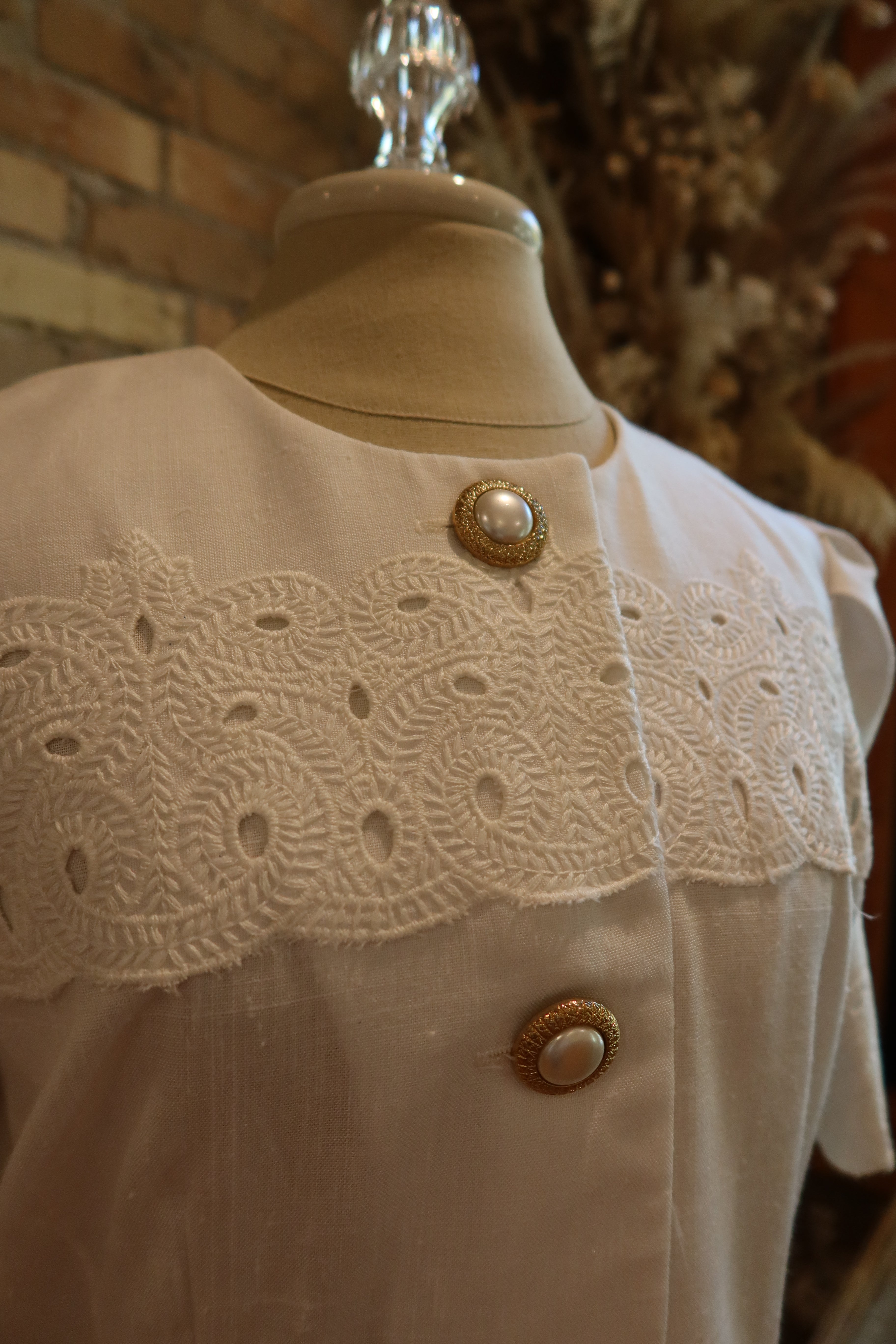 1980s Linen Lace Courthouse Dress