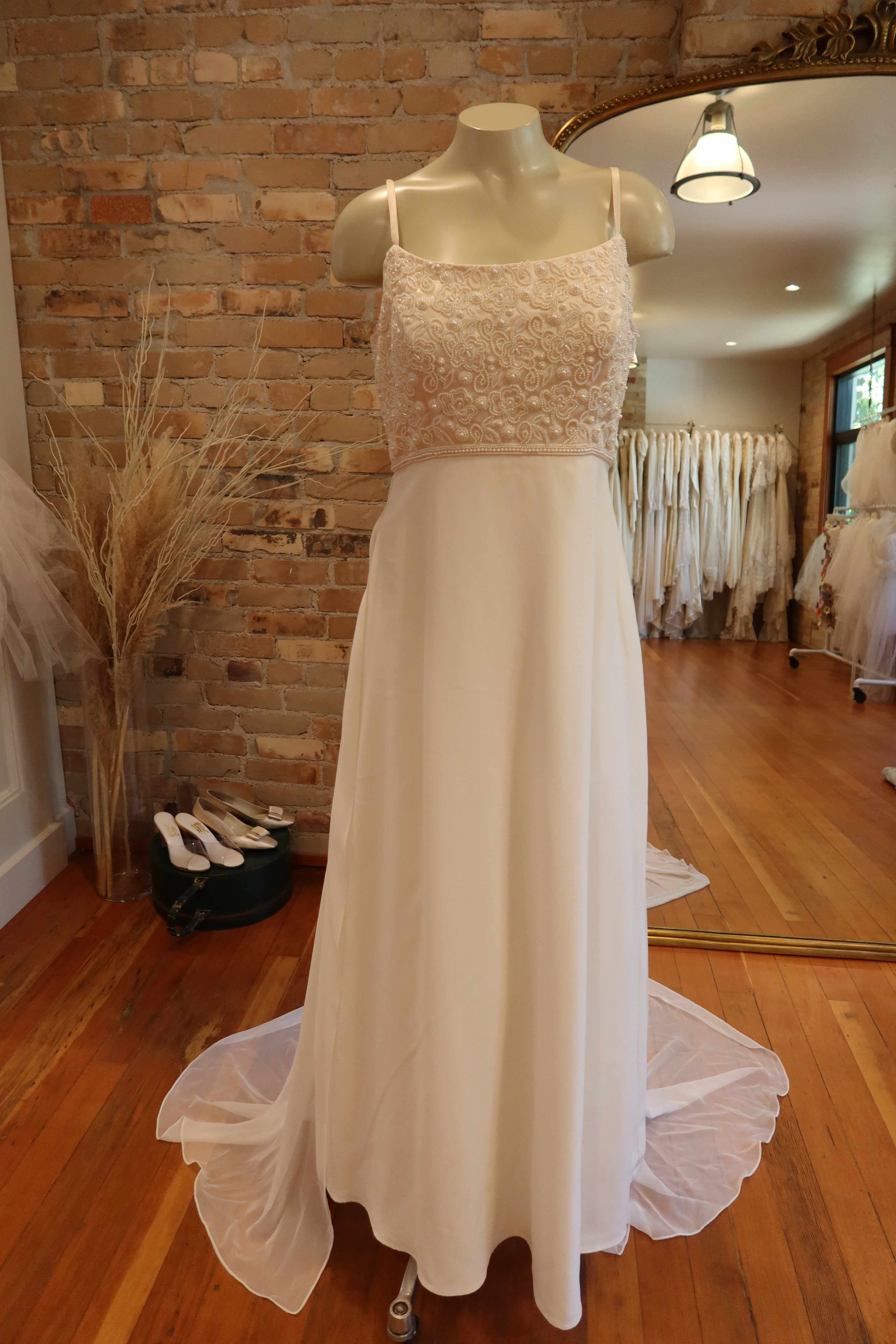 1990s Pearl Empire Gown