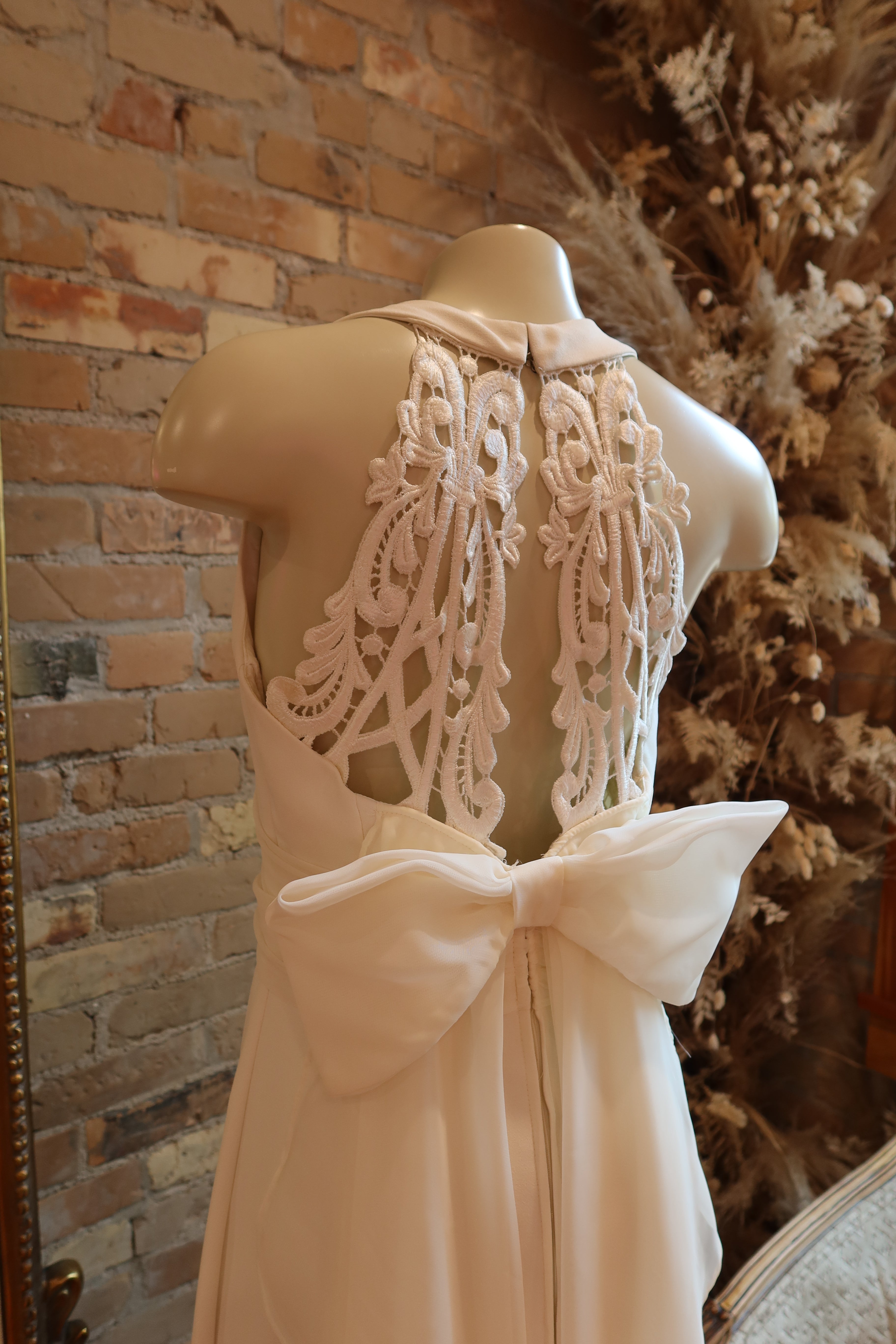 1990s Crepe Halter Chiffon Gown