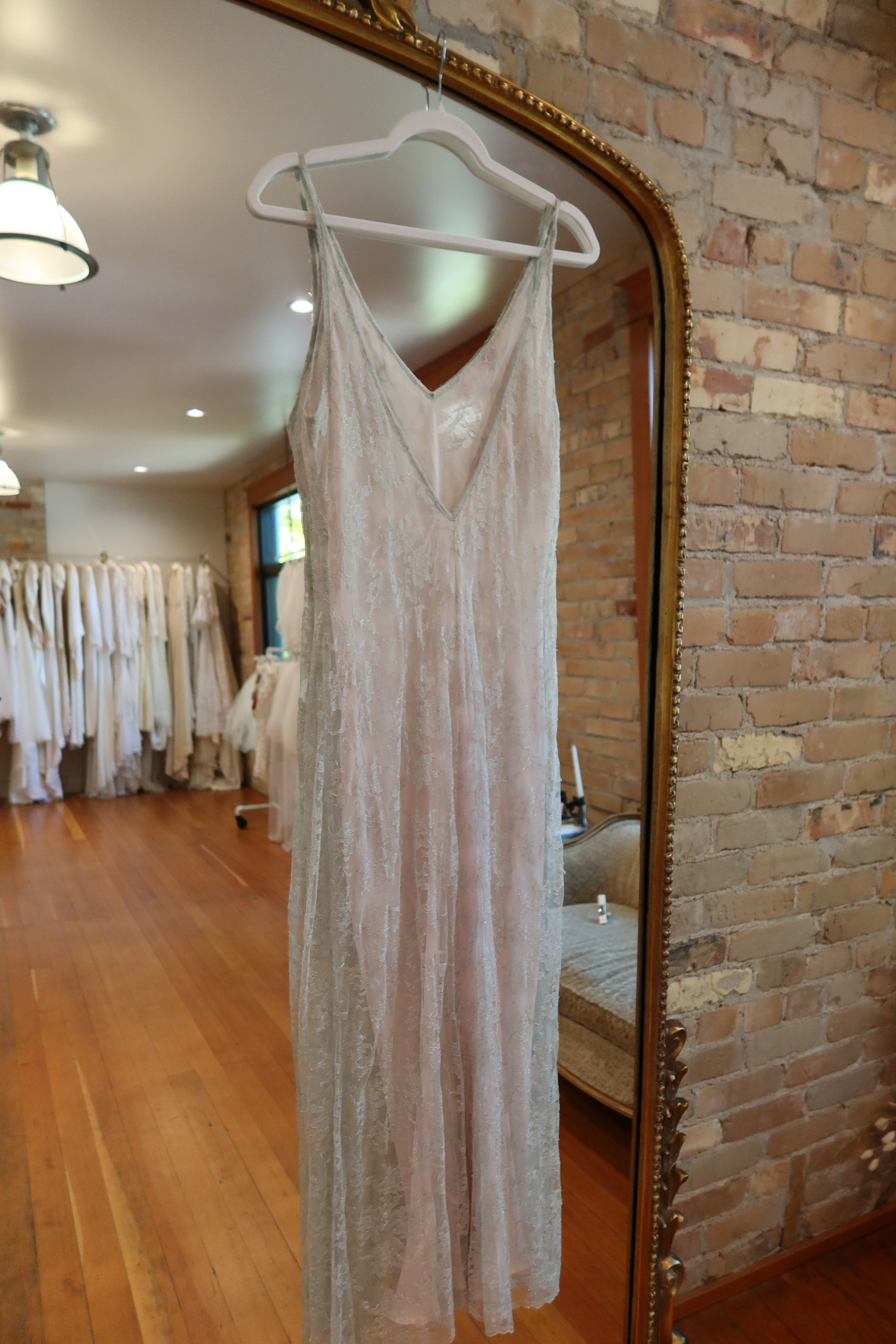 90s Victoria Secret Gold Label Embroidered Mint Slip