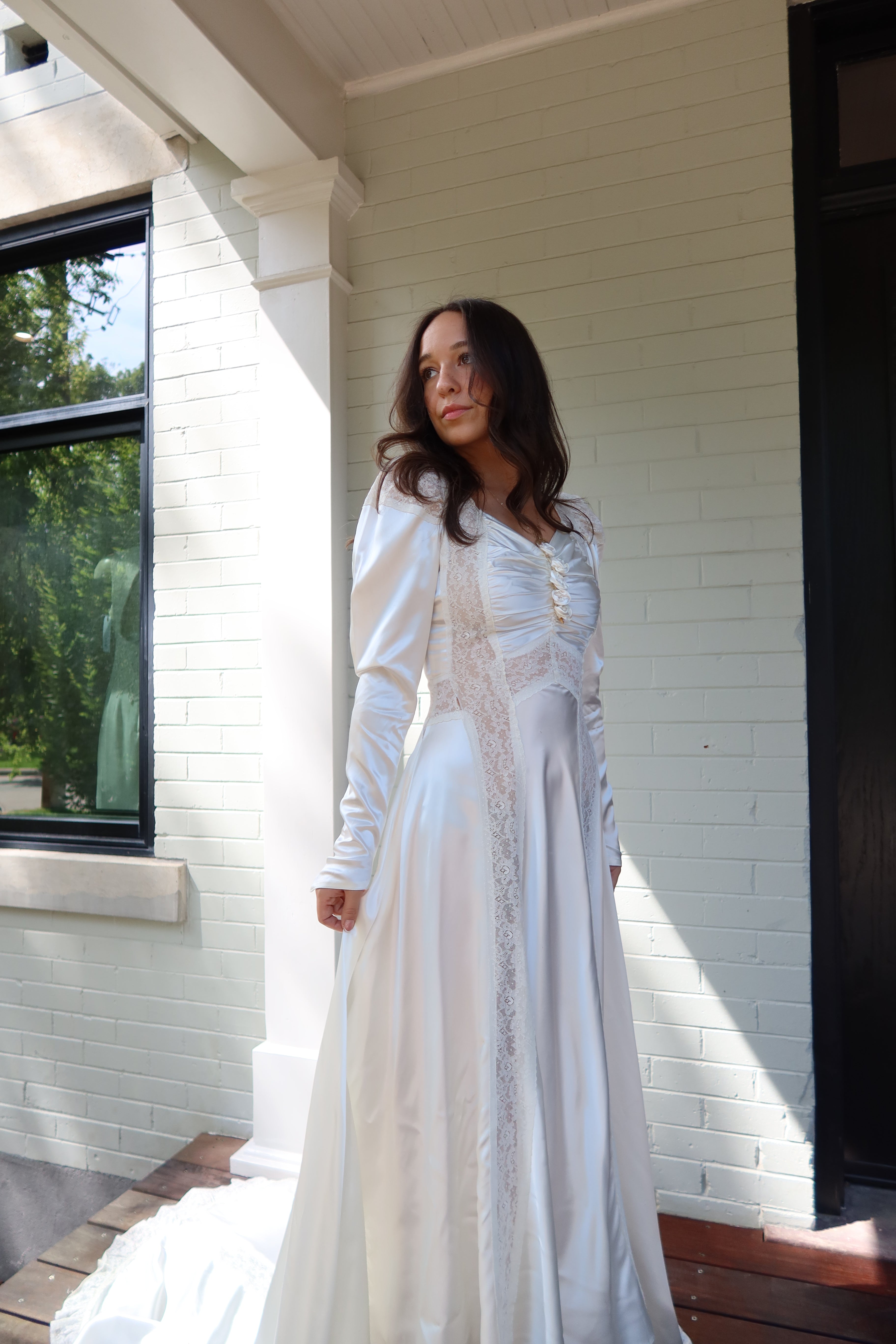 1940s Silk Rose Gown