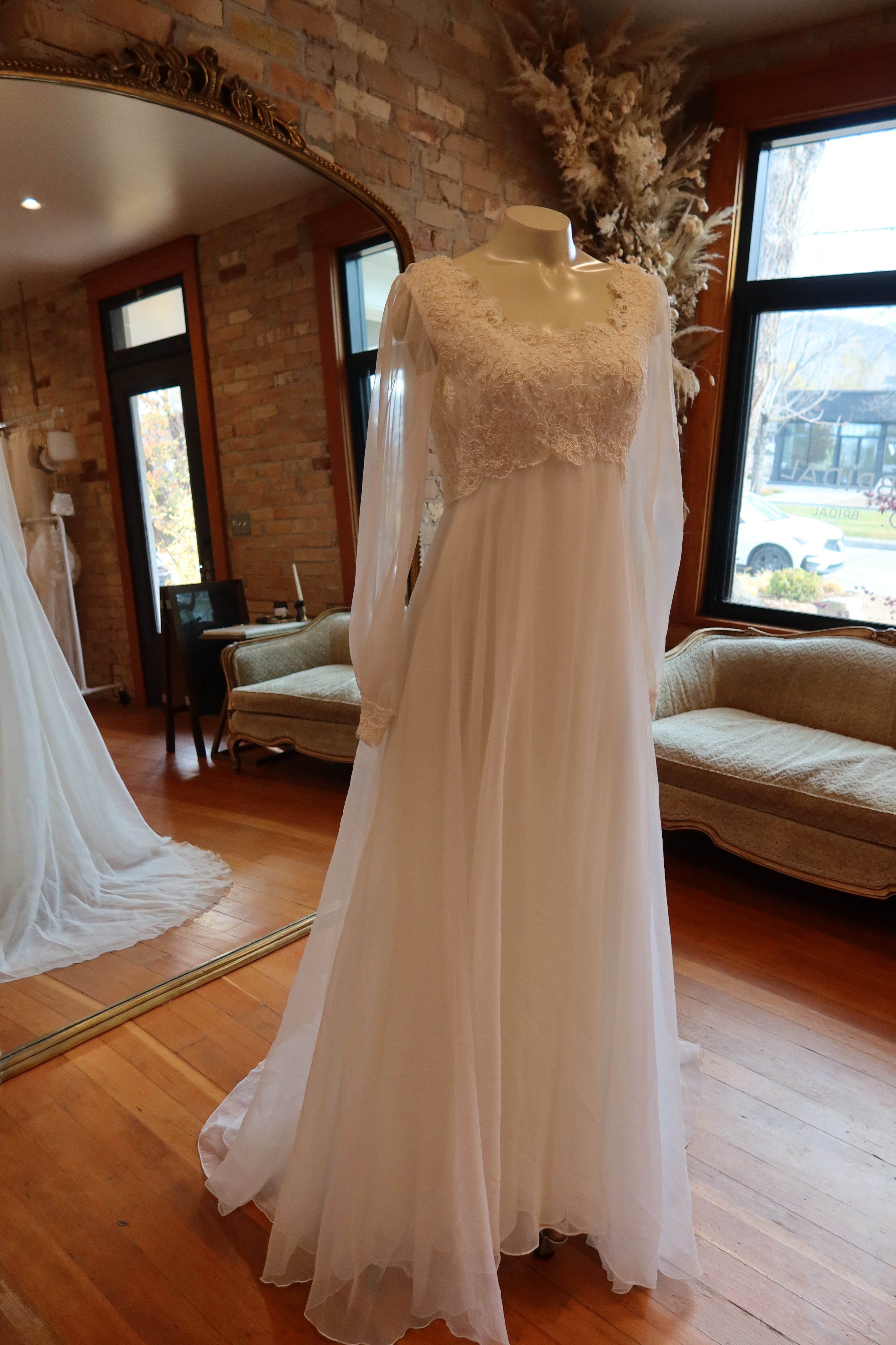 1960s Bishop Sleeve Empire Gown