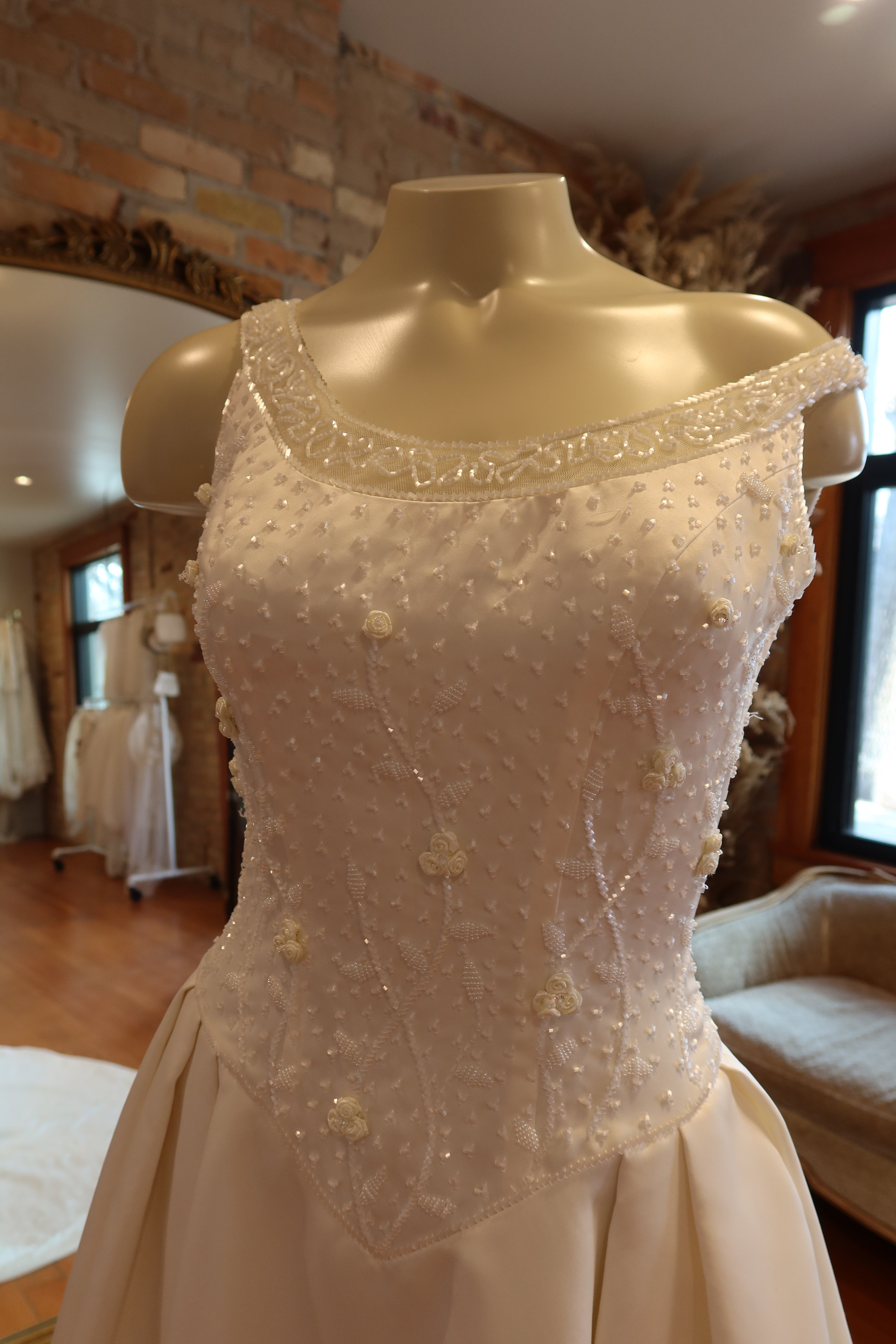 90s Satin Beaded Basque Waist