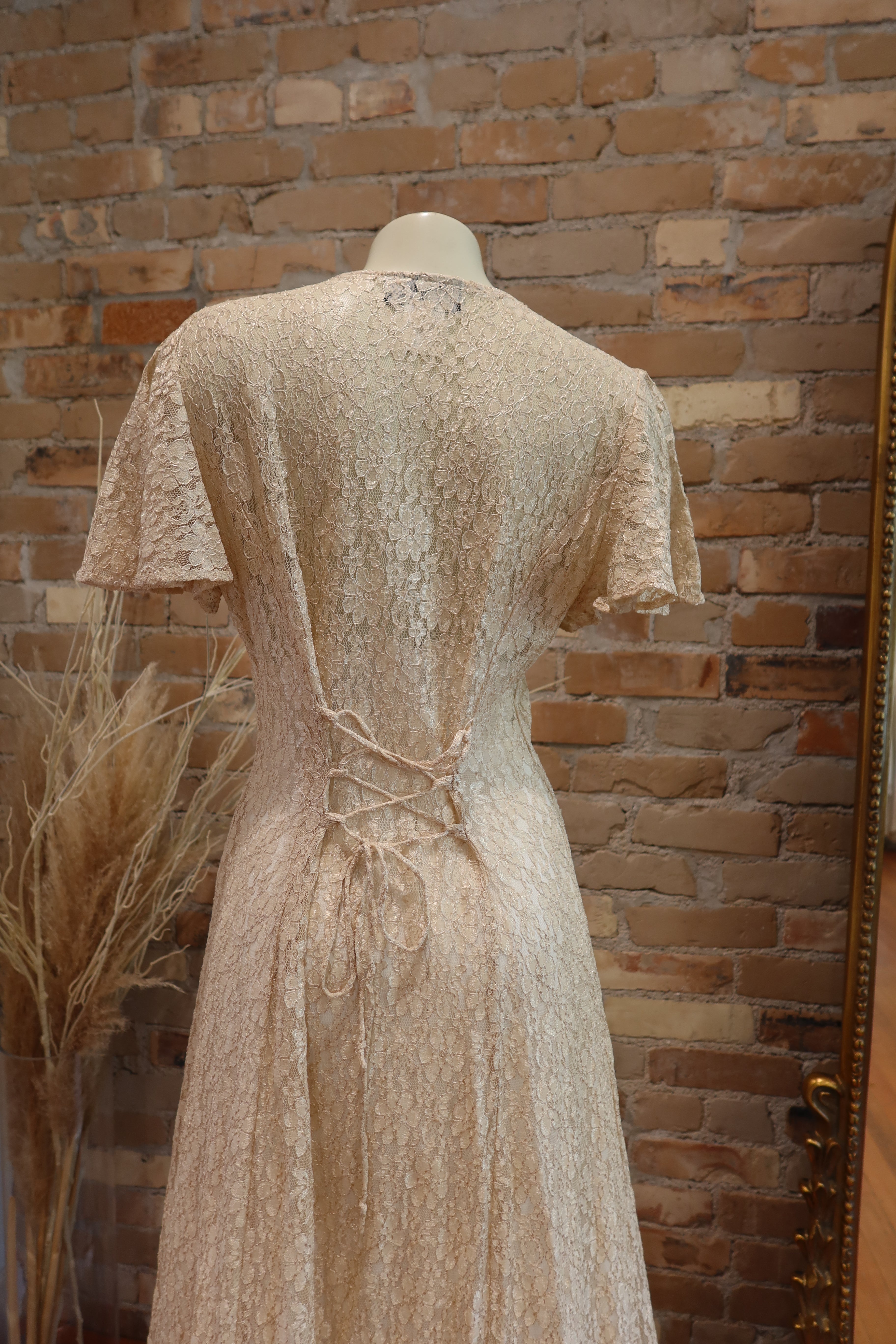 90s Midi Sheer Lace Shift Dress