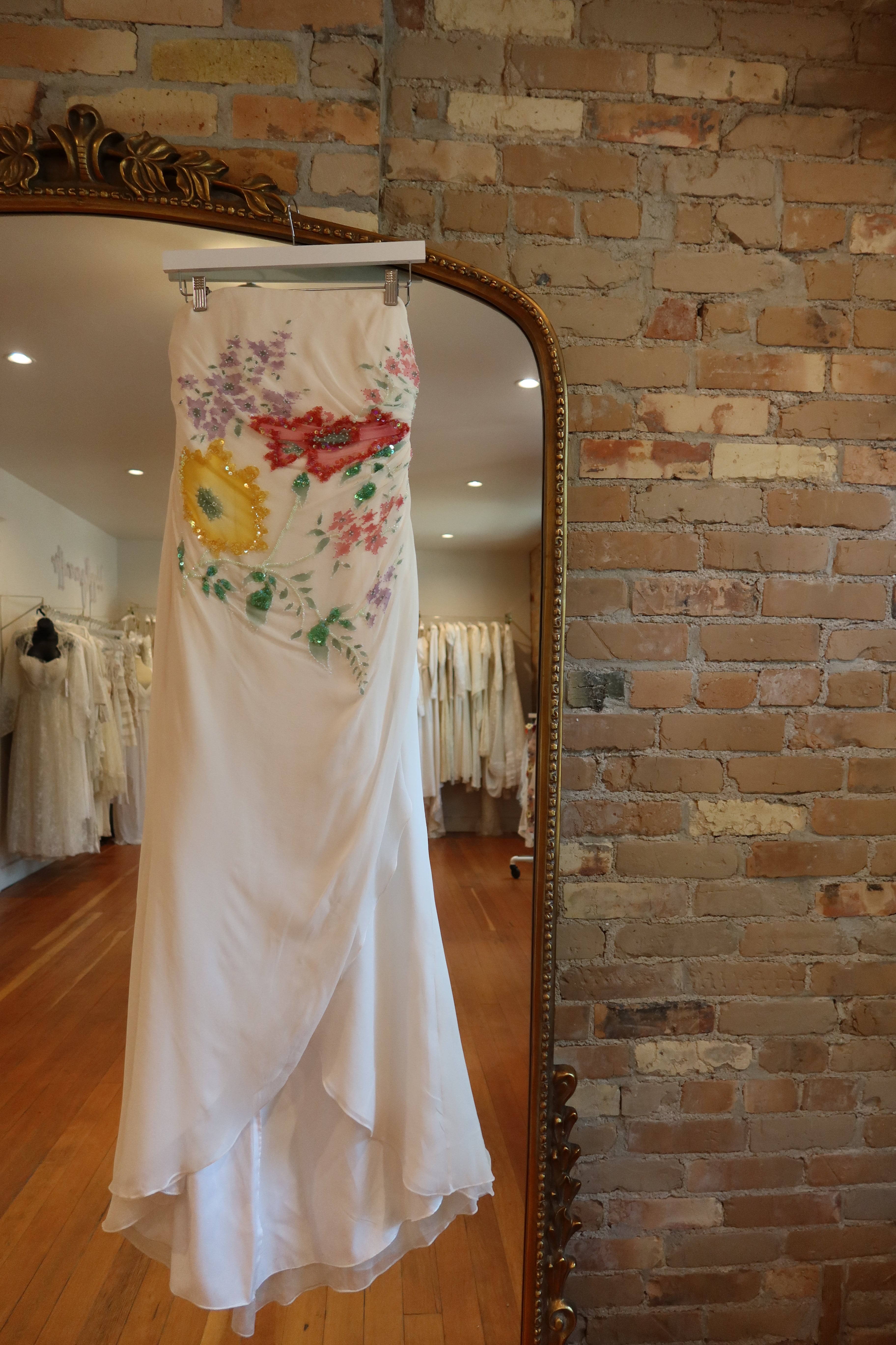 1990s Silk Floral Reception Gown