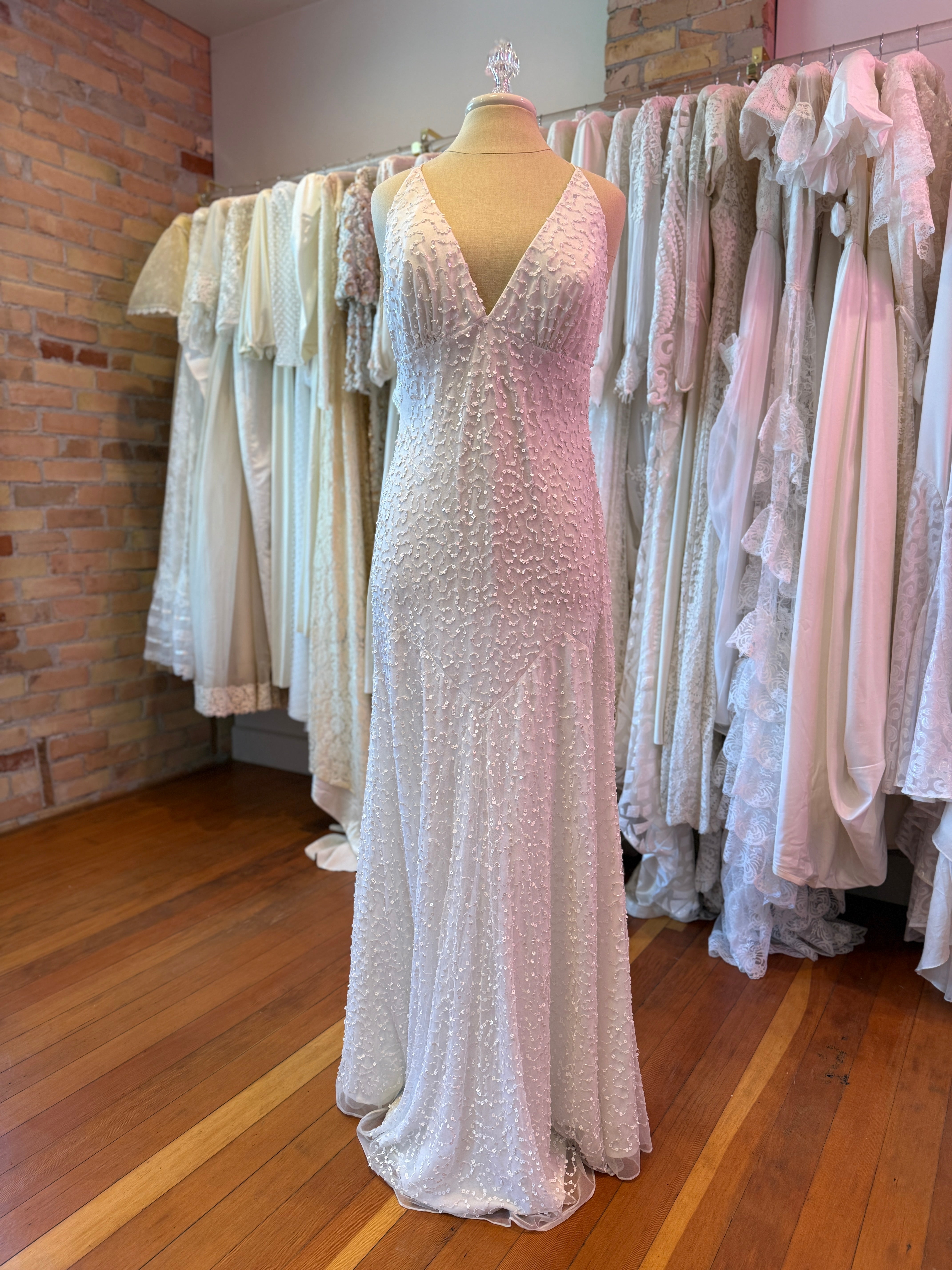 1990s Beaded Backless Slip Dress