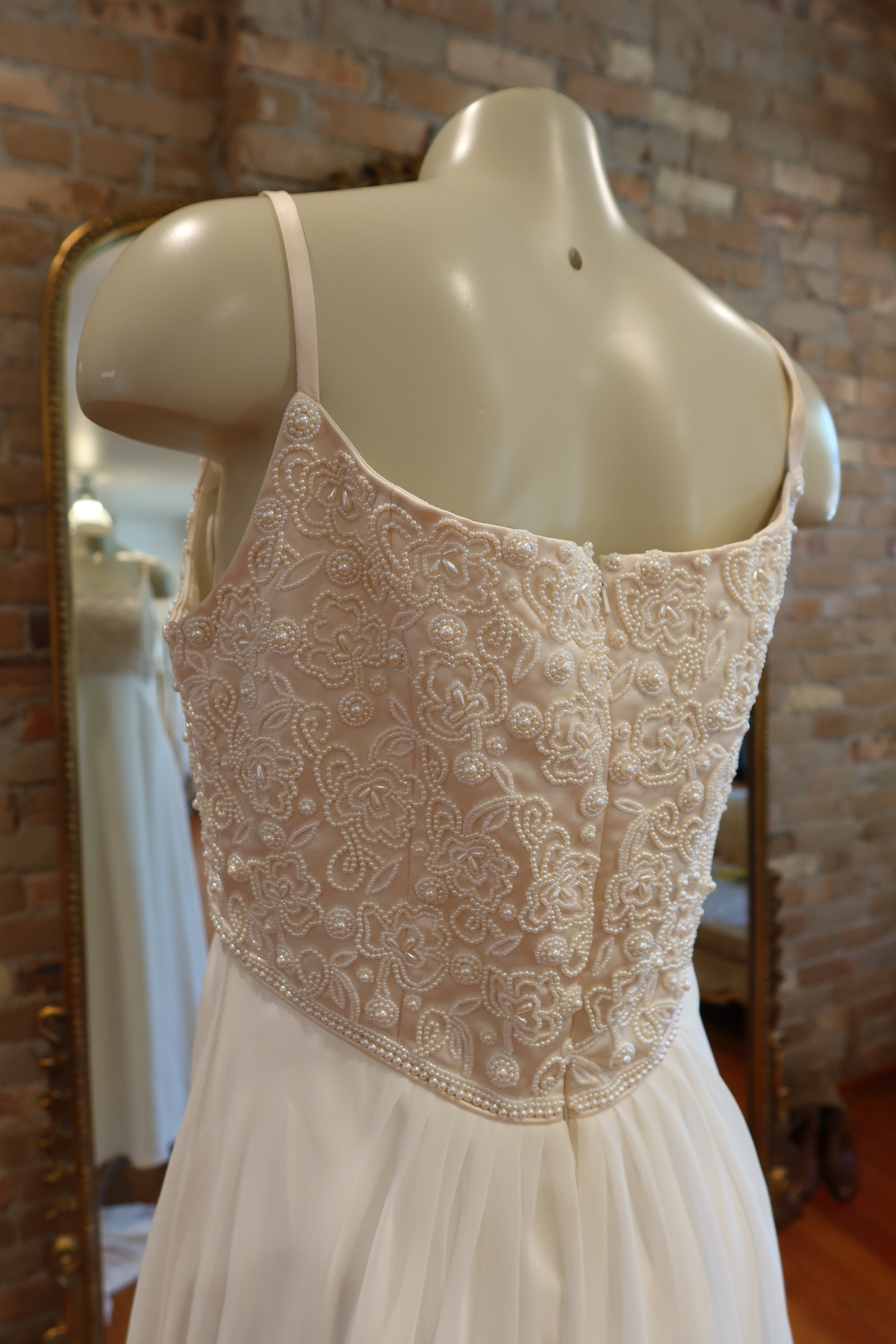 1990s Pearl Empire Gown