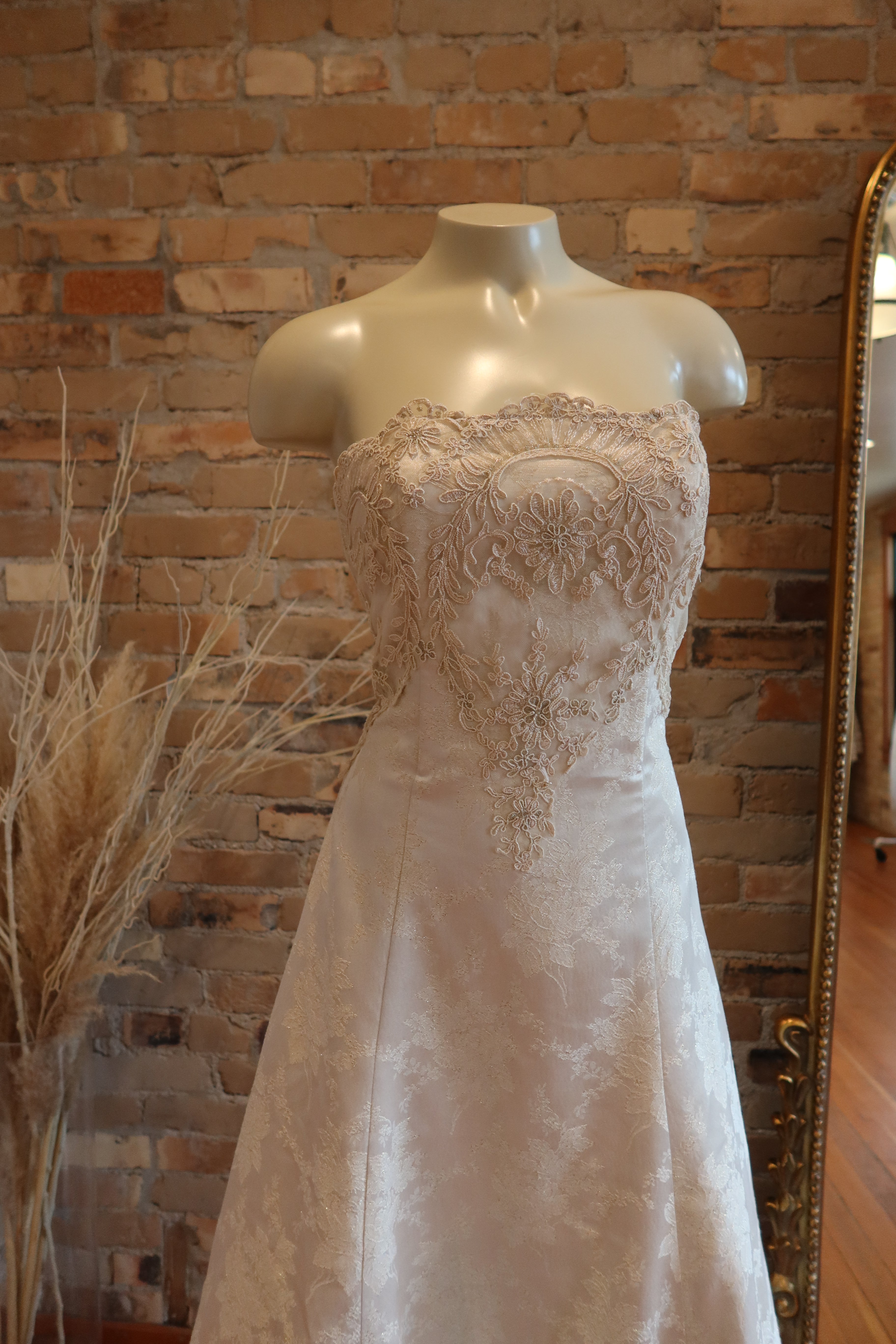 90s Strapless Jessica McClintock Brocade Gown