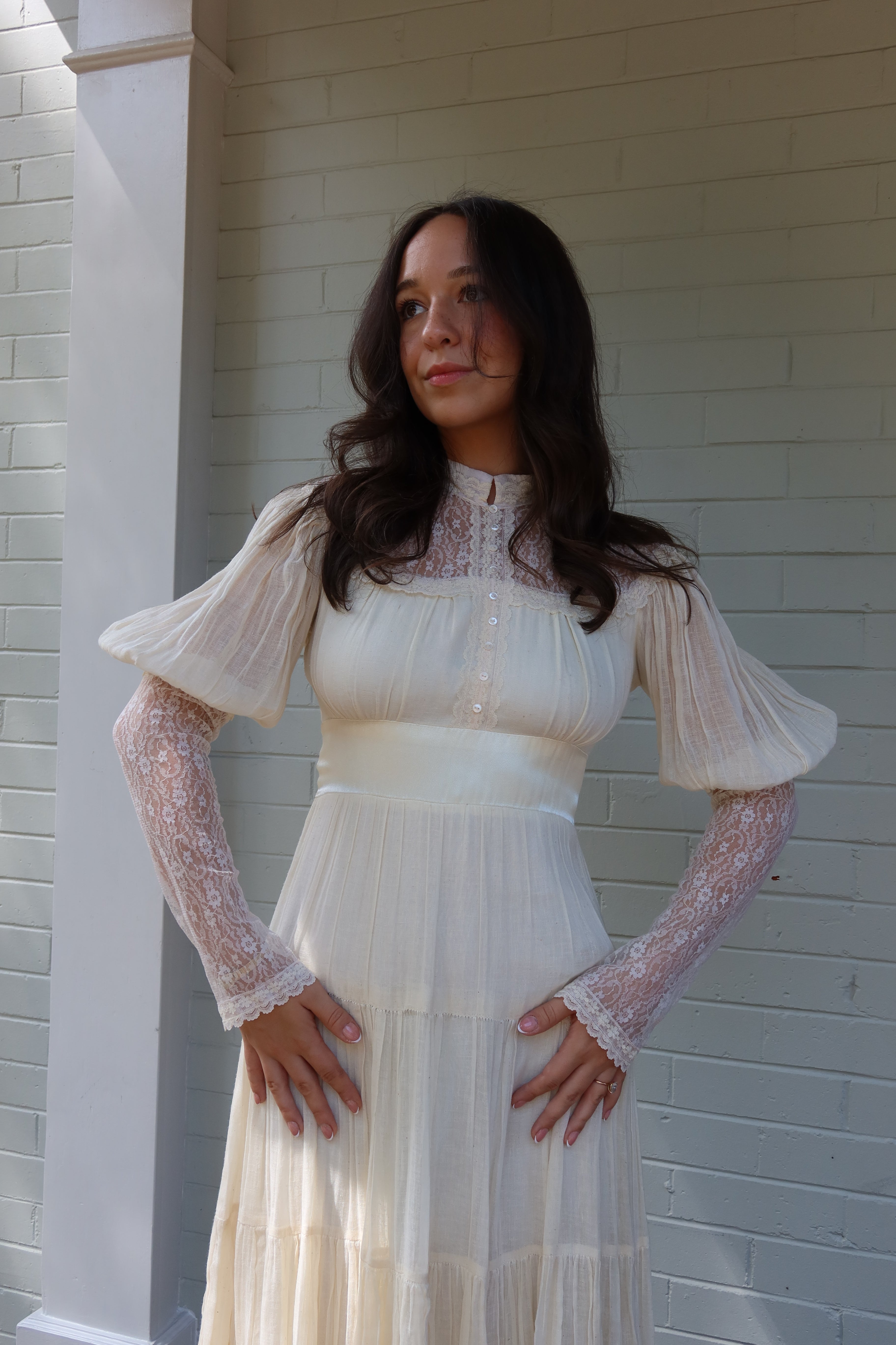 1980s Ivory Gunne Sax Gown