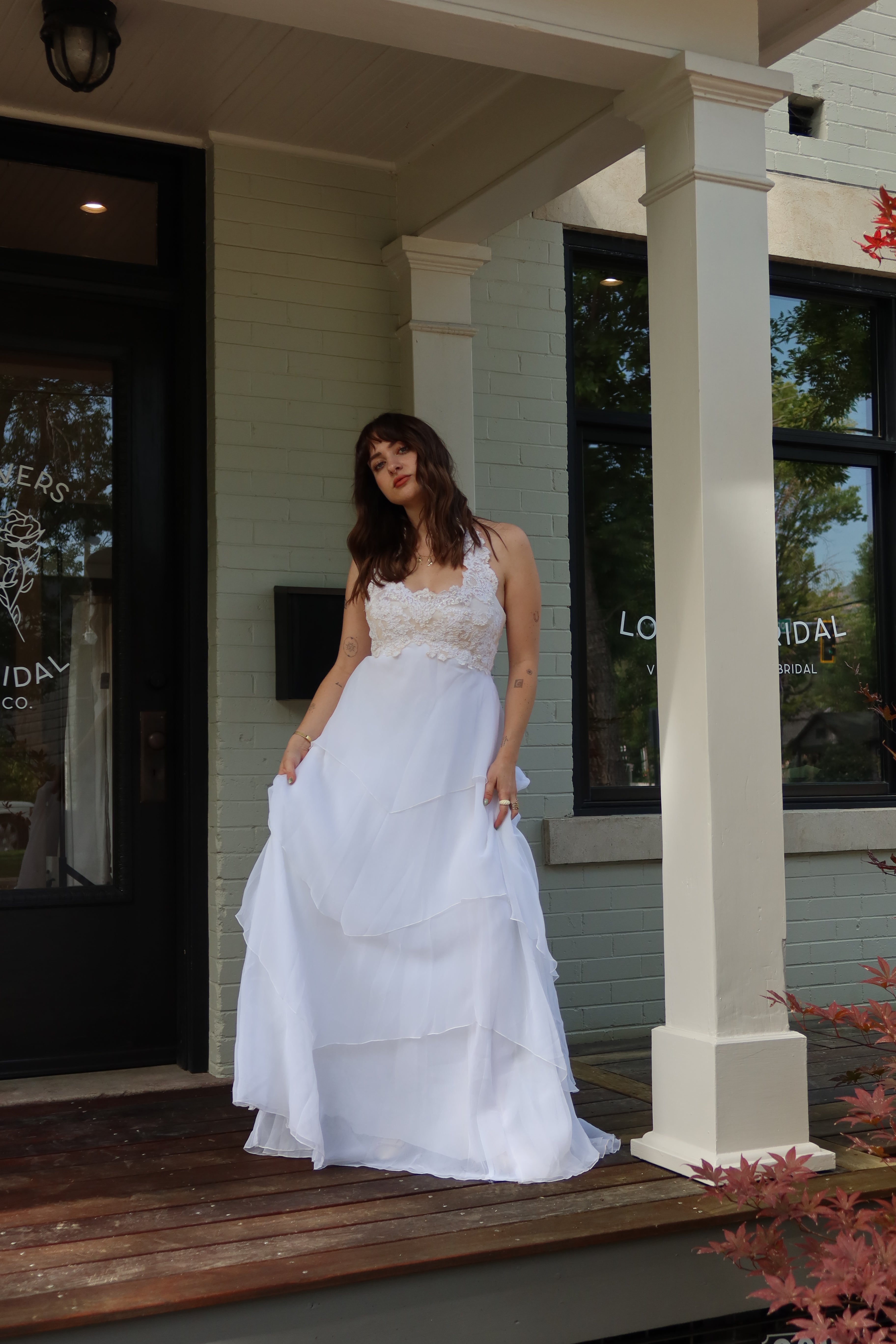 1960s Chiffon Bianchi of Boston Halter Gown