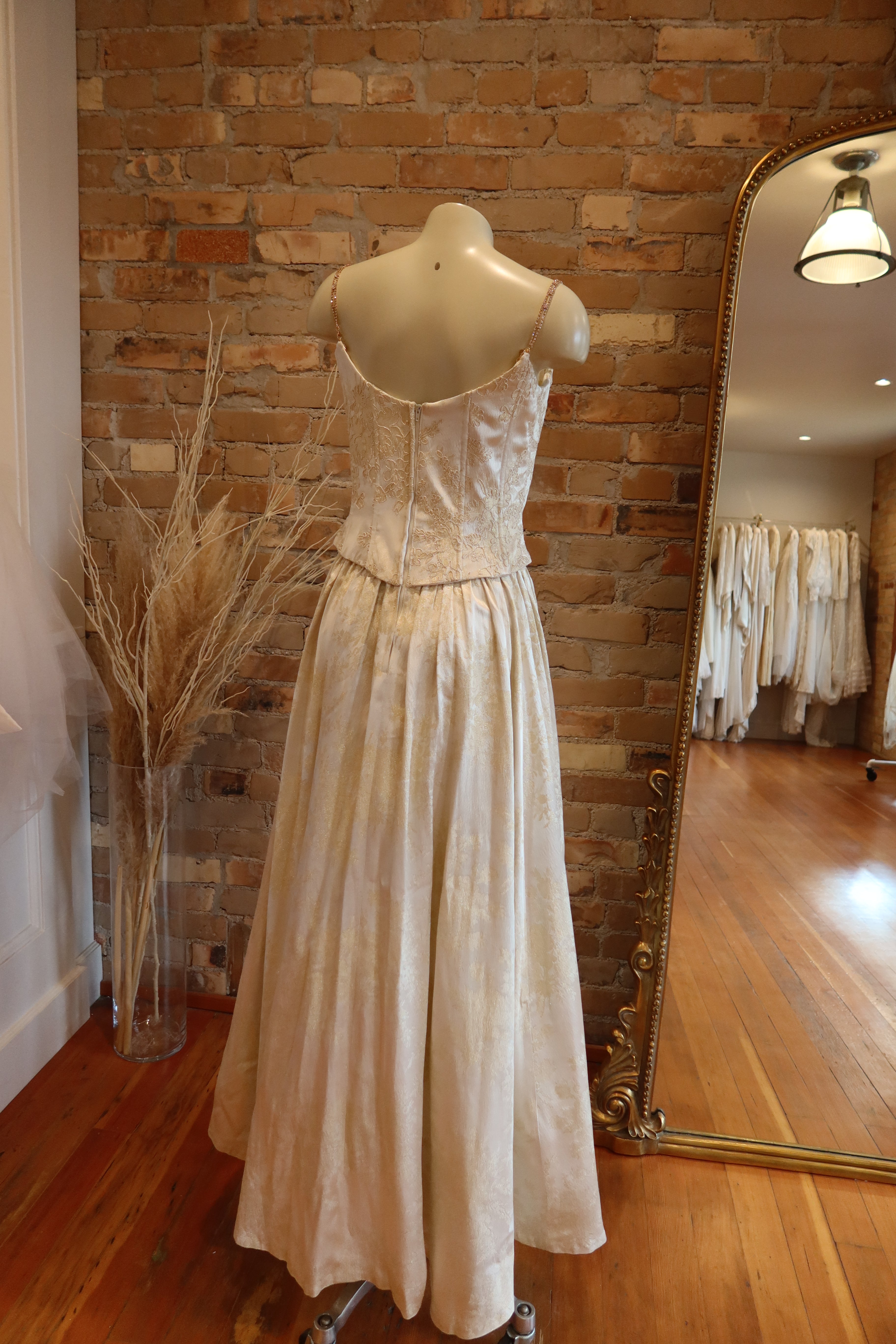 90s Ivory Basque Waist JM Gown