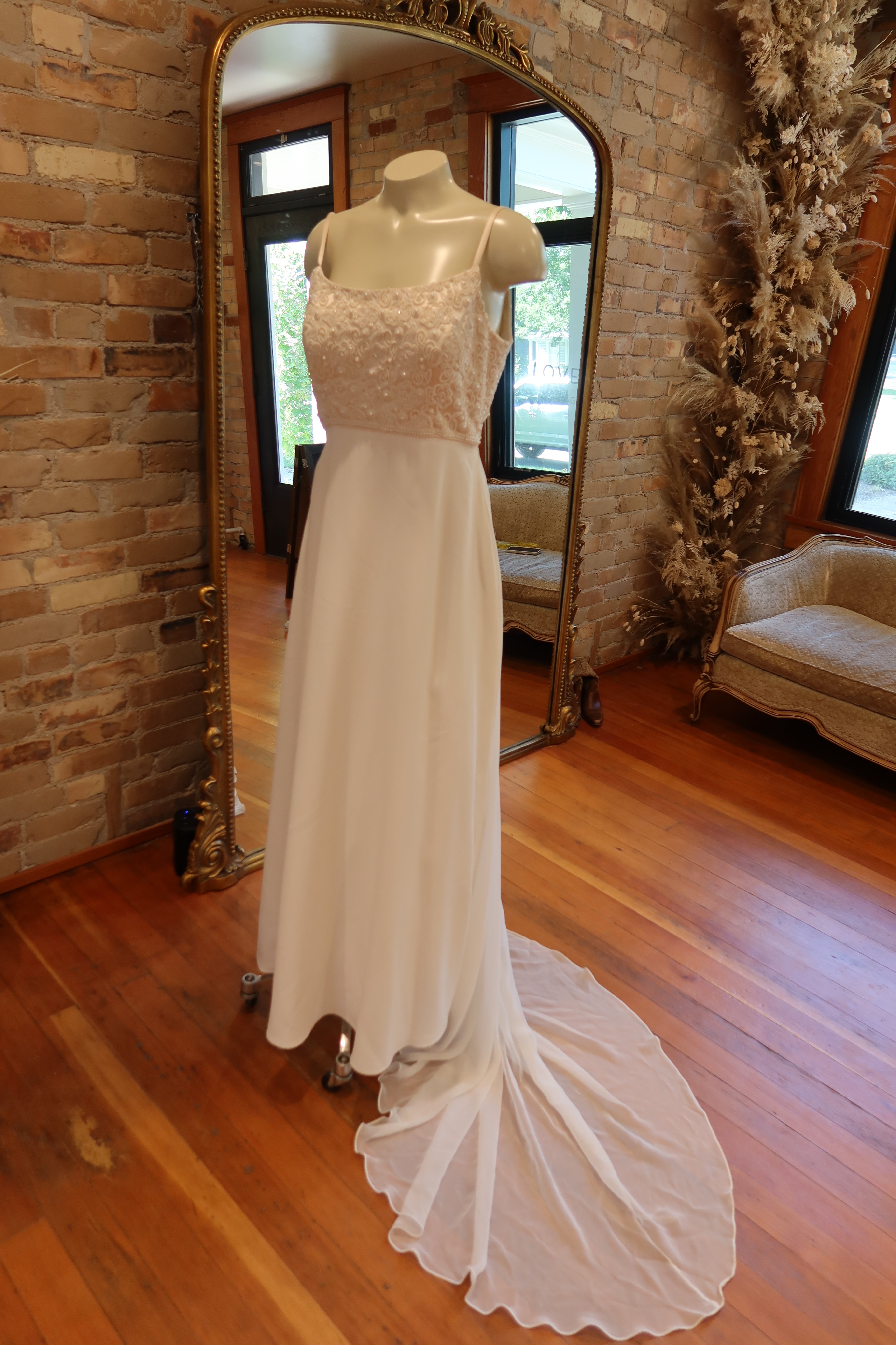 1990s Pearl Empire Gown