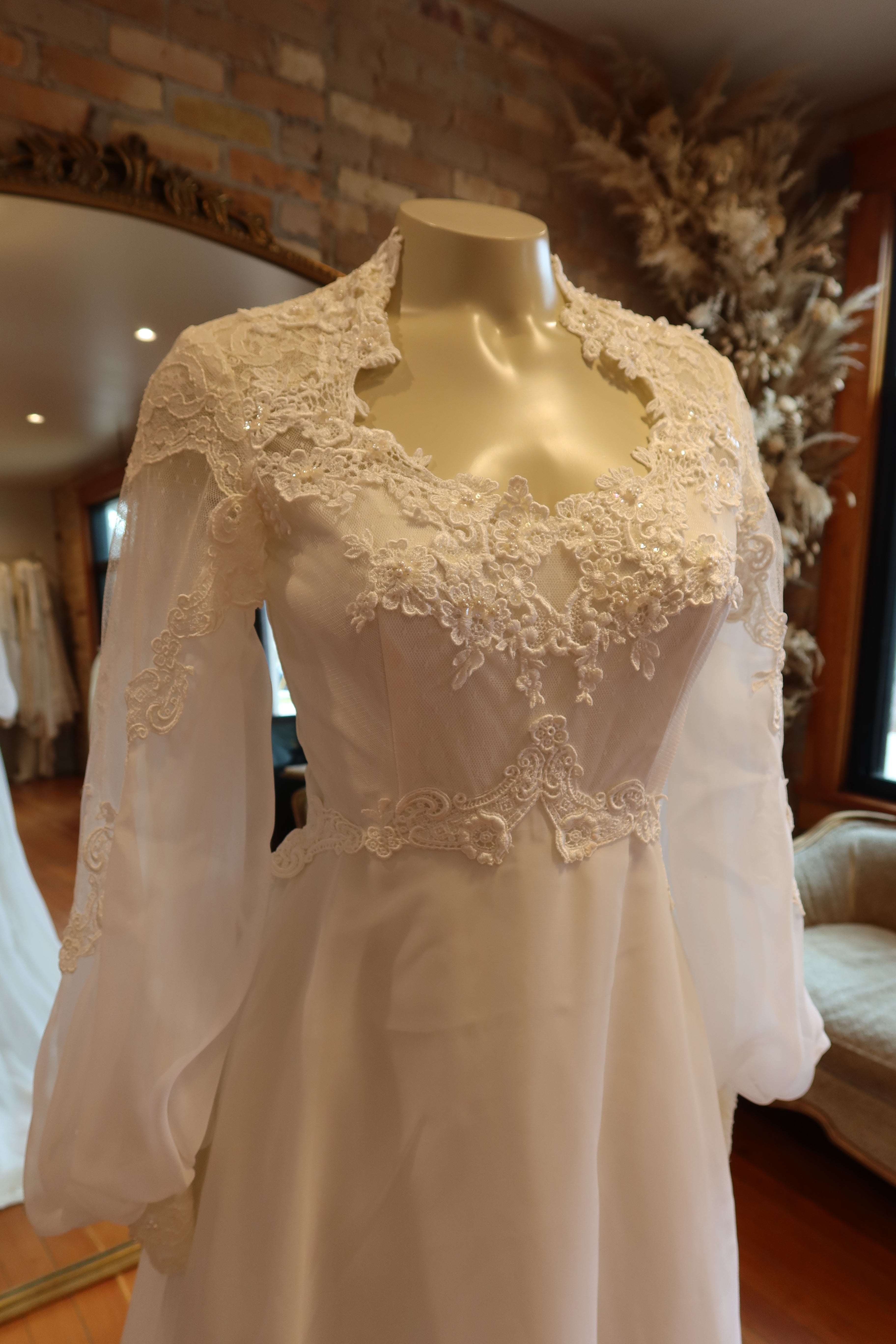 1970s Bishop Sleeve Chiffon Gown