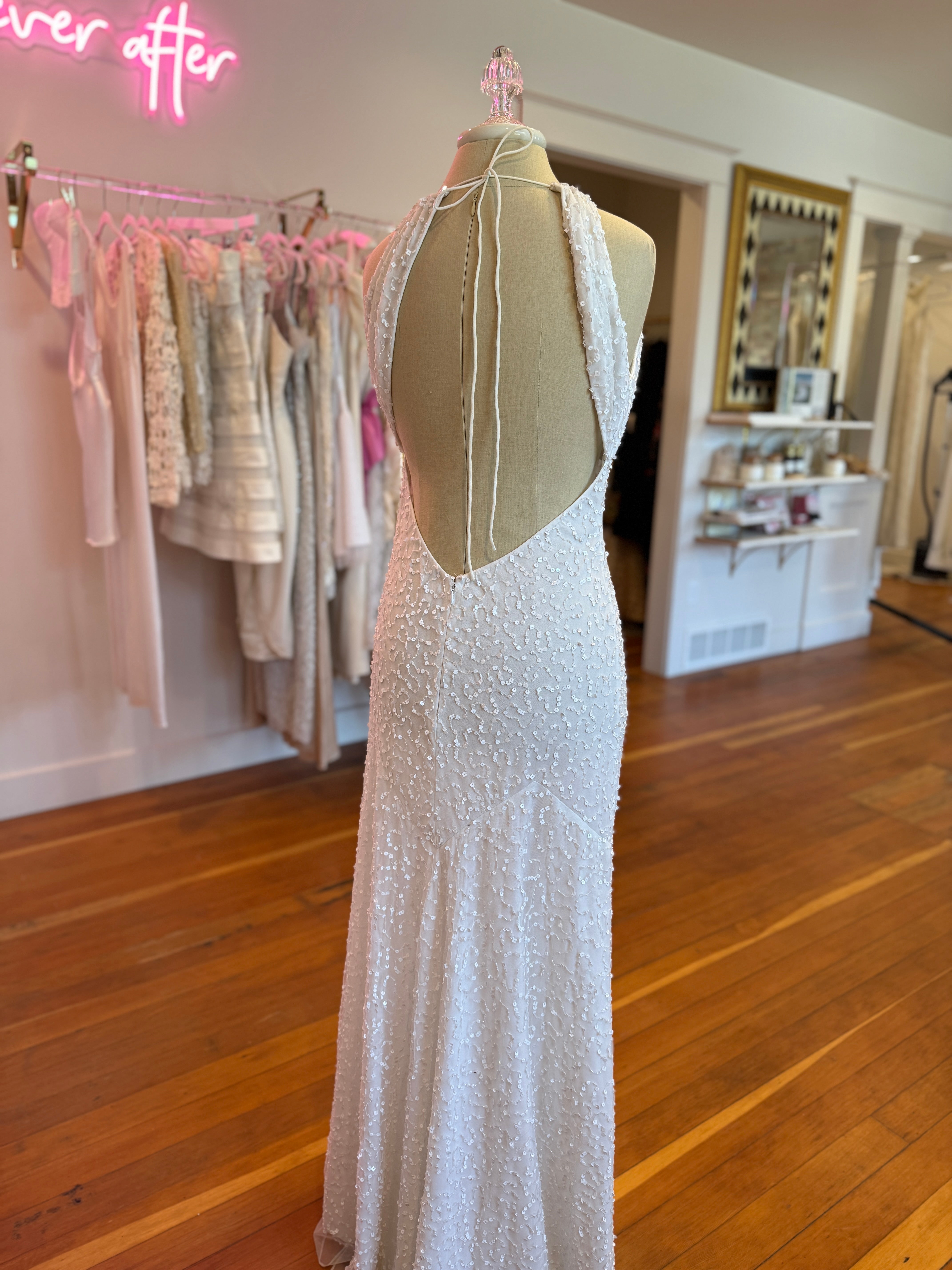1990s Beaded Backless Slip Dress