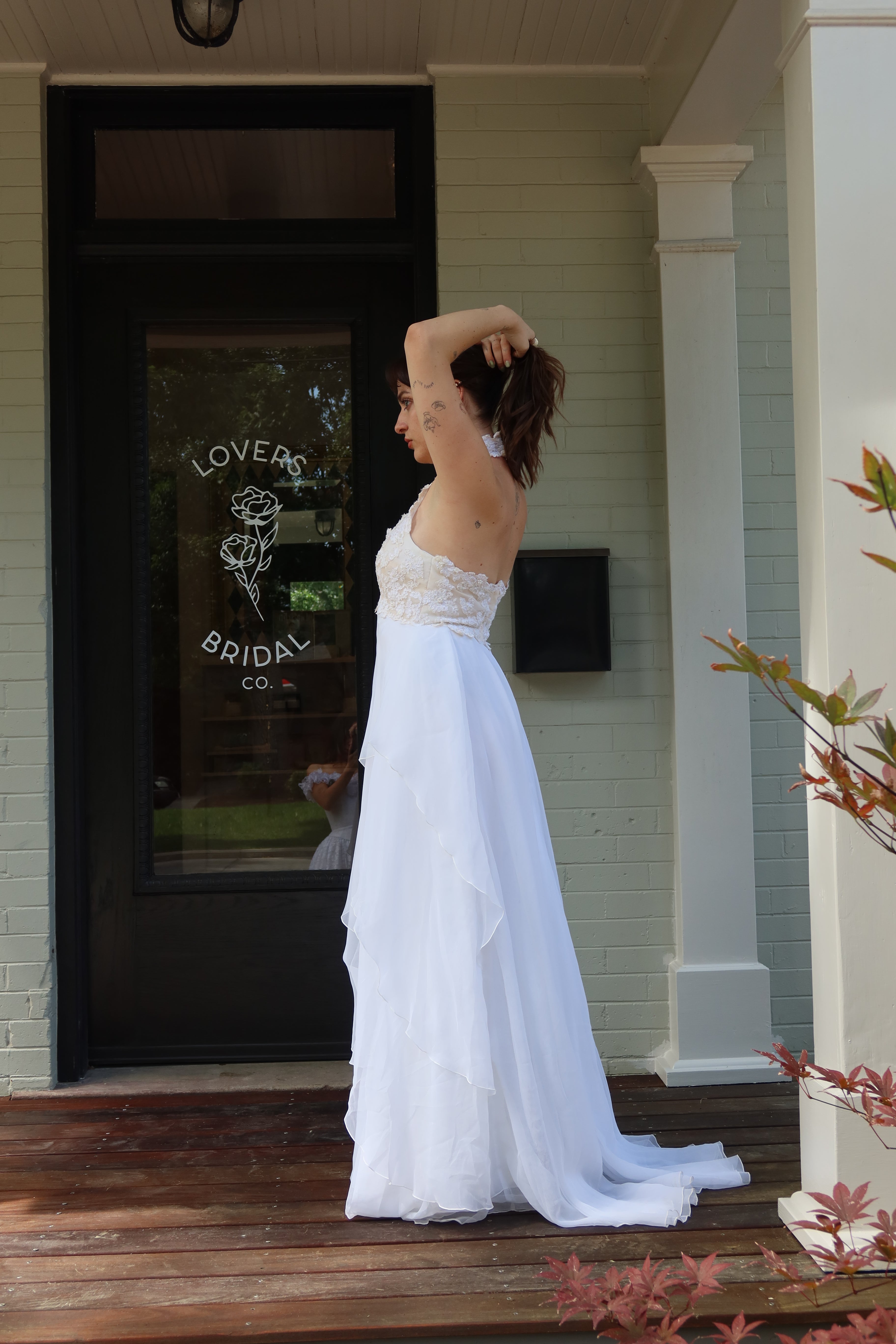 1960s Chiffon Bianchi of Boston Halter Gown
