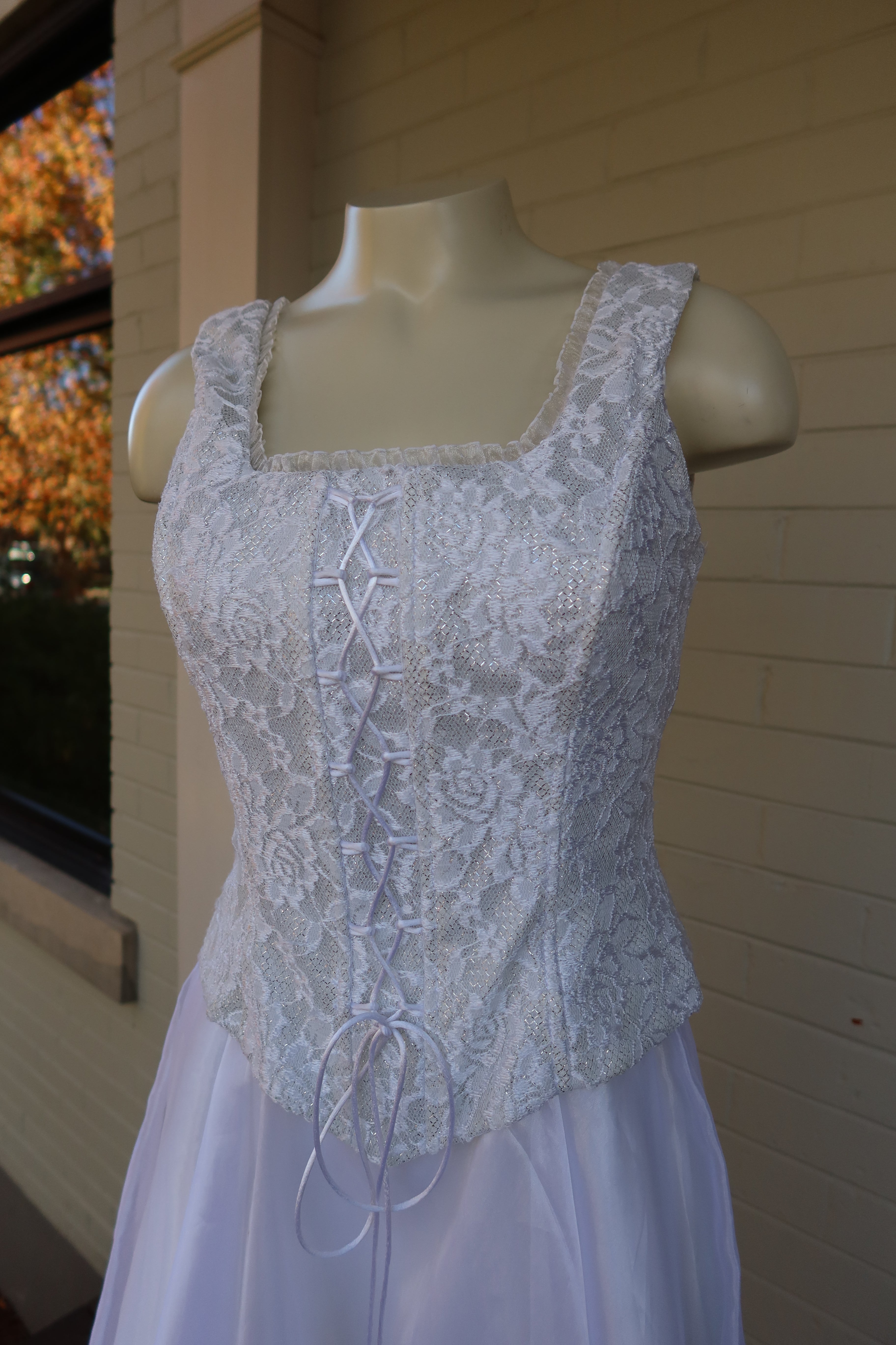 90s Lace Low Back Corset Gown