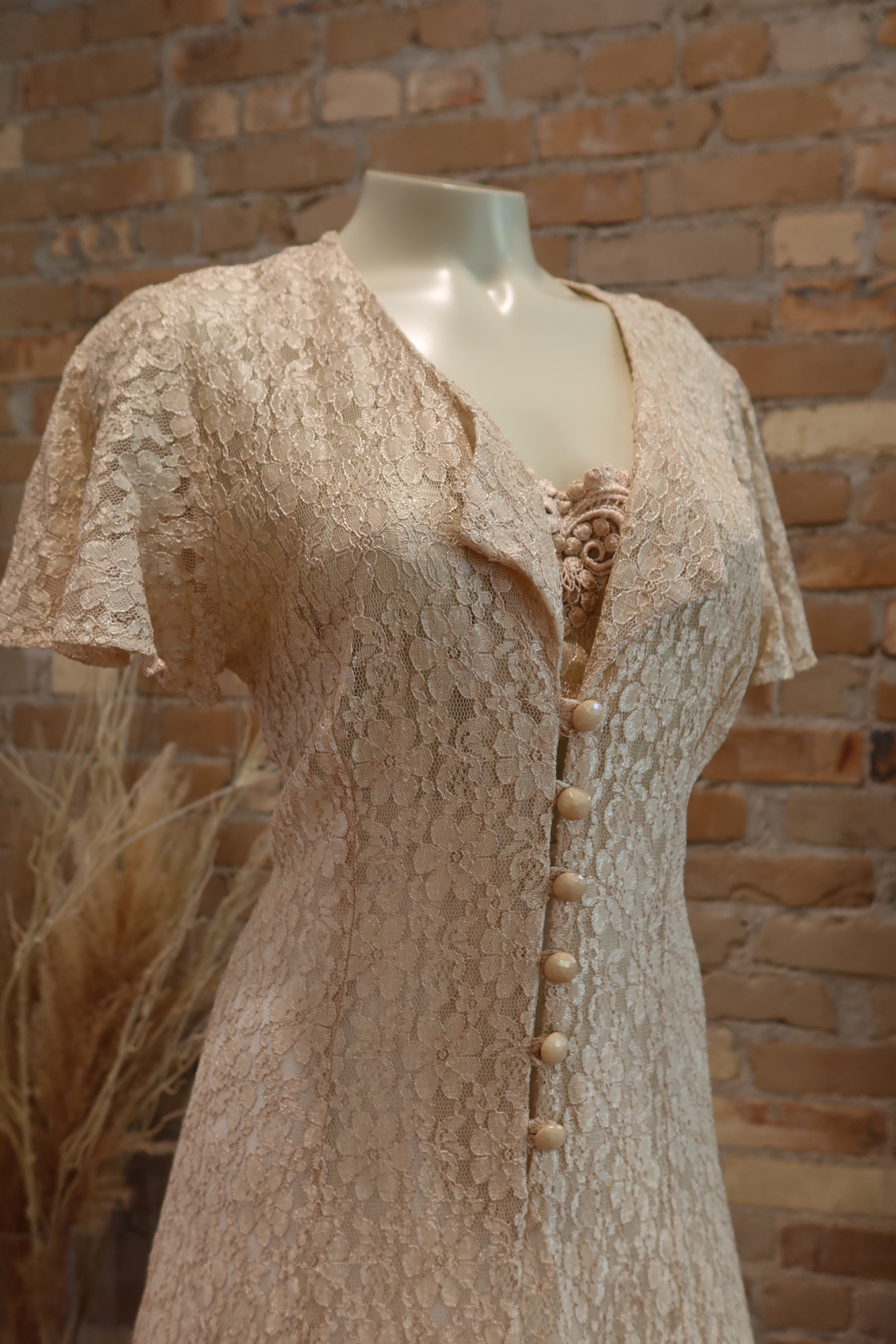 90s Midi Sheer Lace Shift Dress