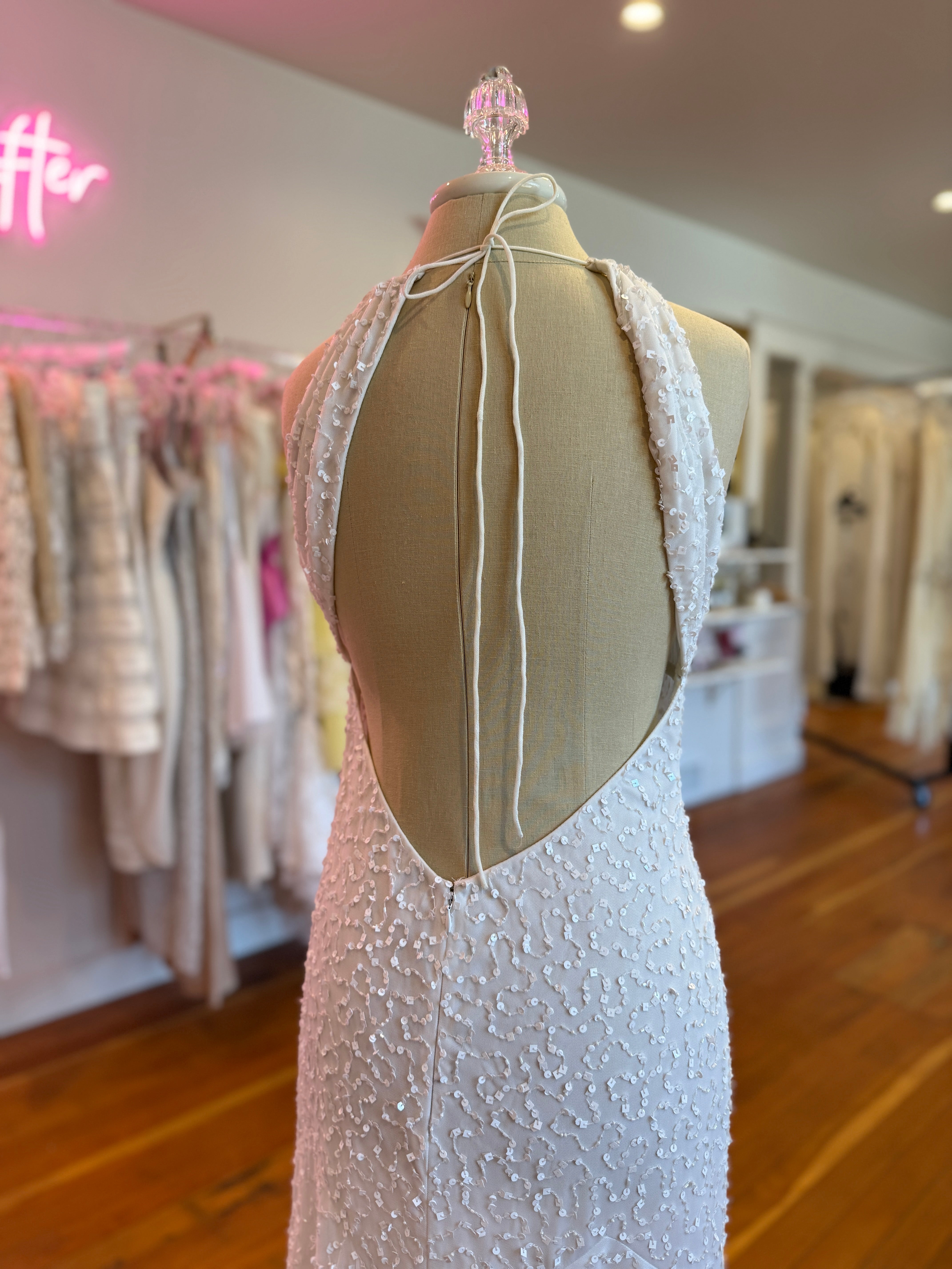 1990s Beaded Backless Slip Dress