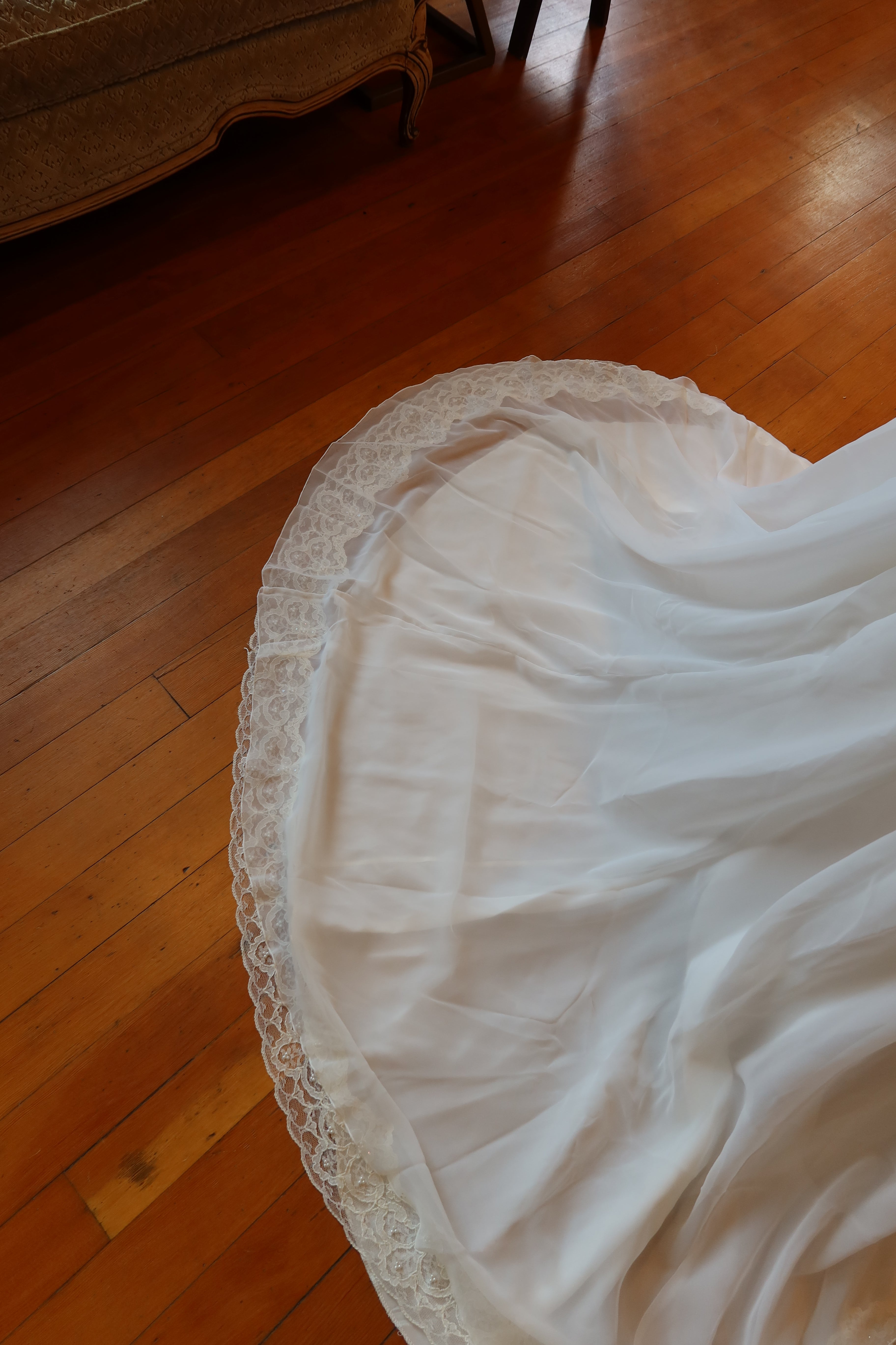 1970s Bishop Sleeve Chiffon Gown