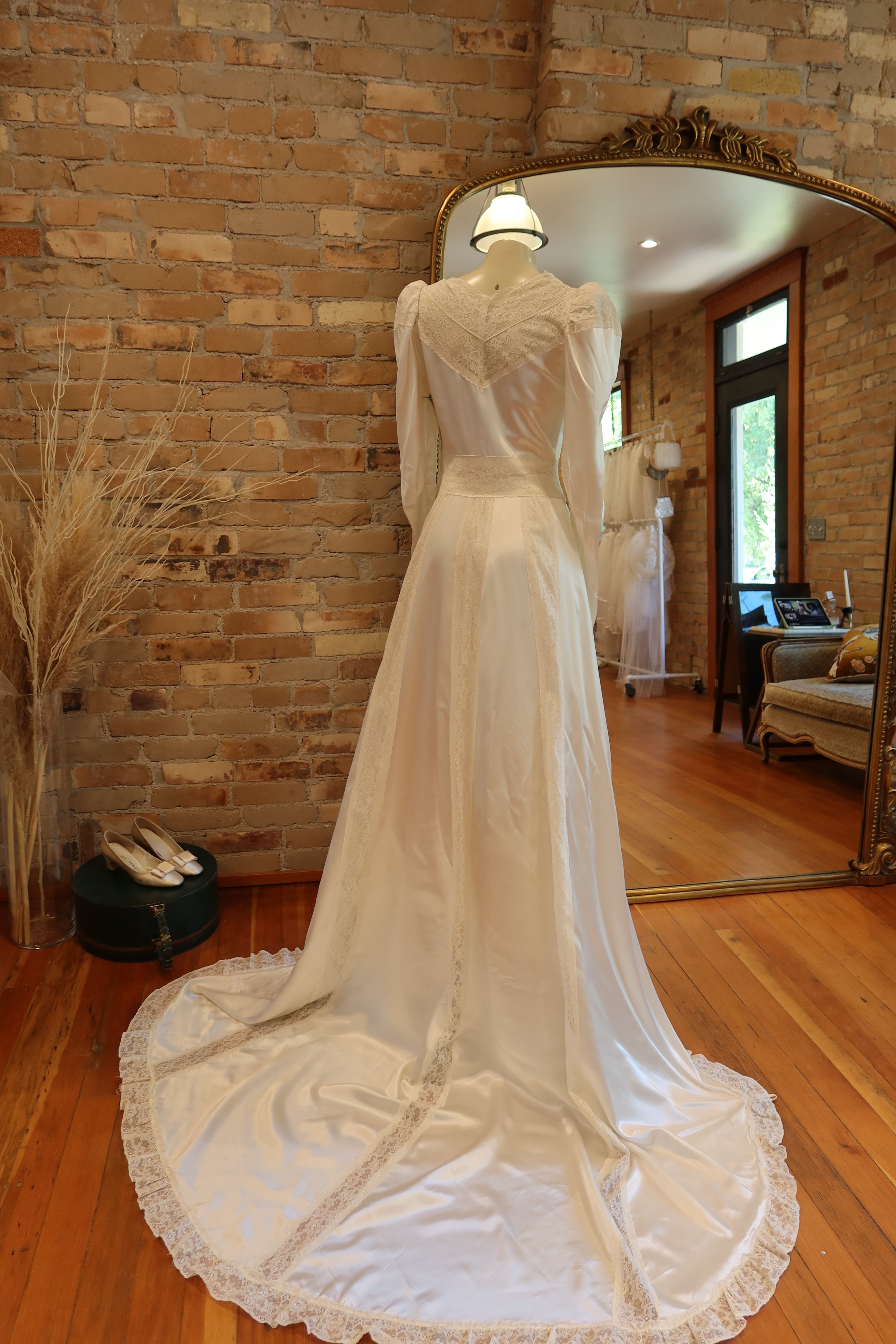 1940s Silk Rose Gown