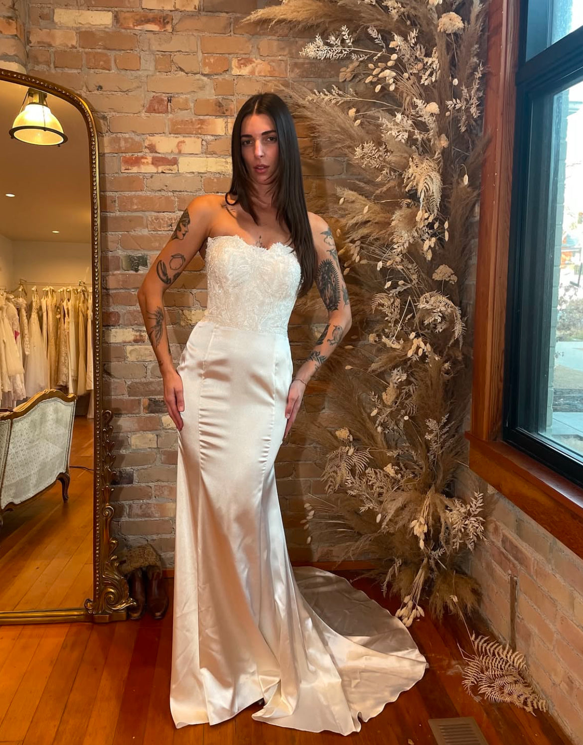 Satin Beaded Mermaid Gown