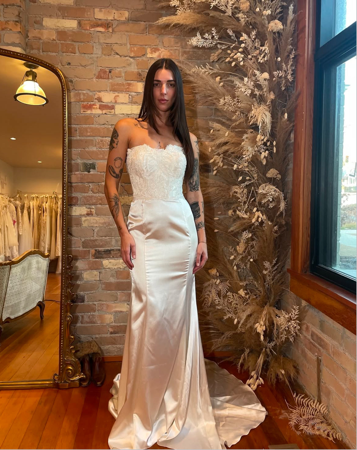 Satin Beaded Mermaid Gown