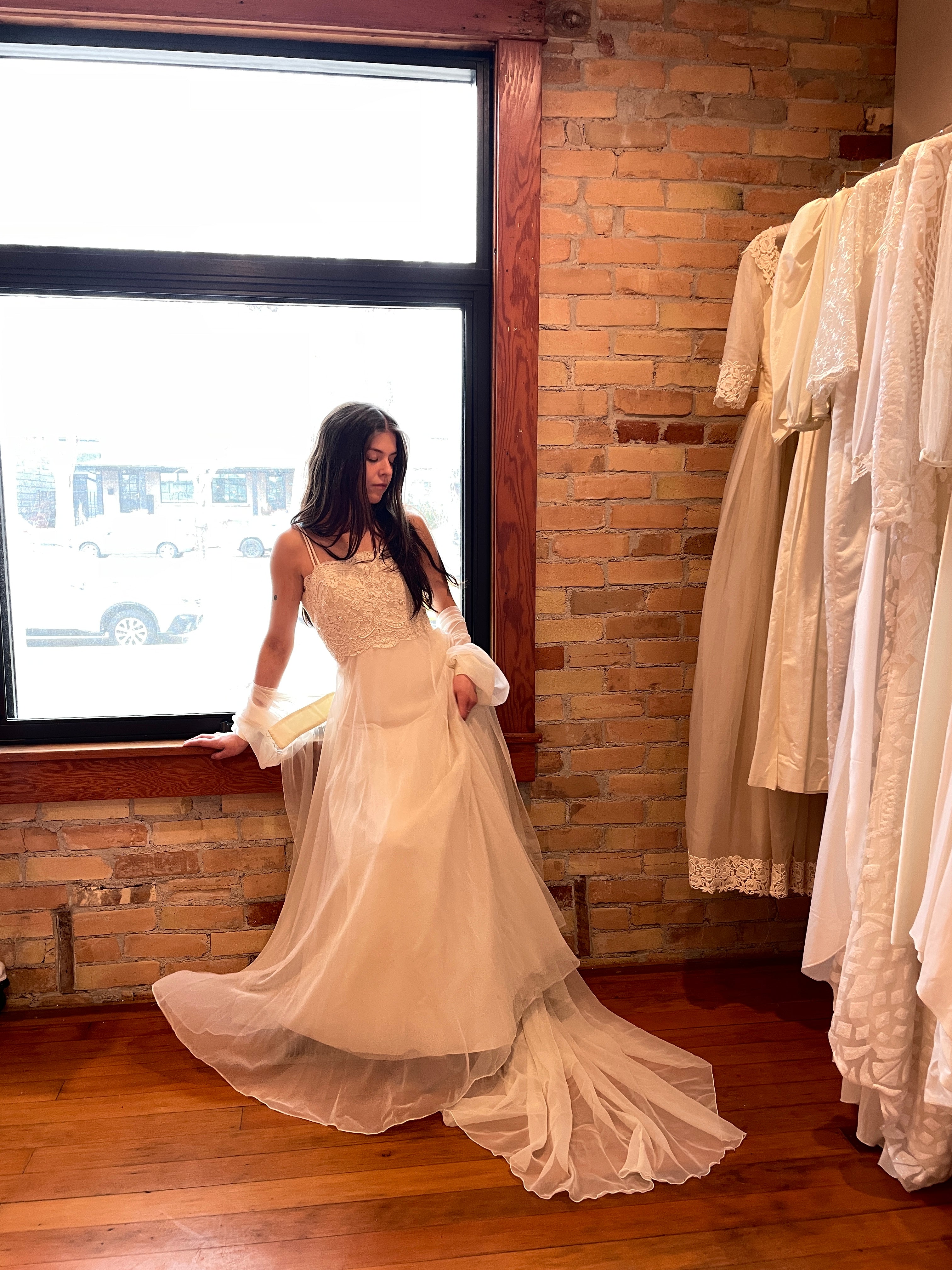 1960s Cream Chiffon Gown w/ Overlay