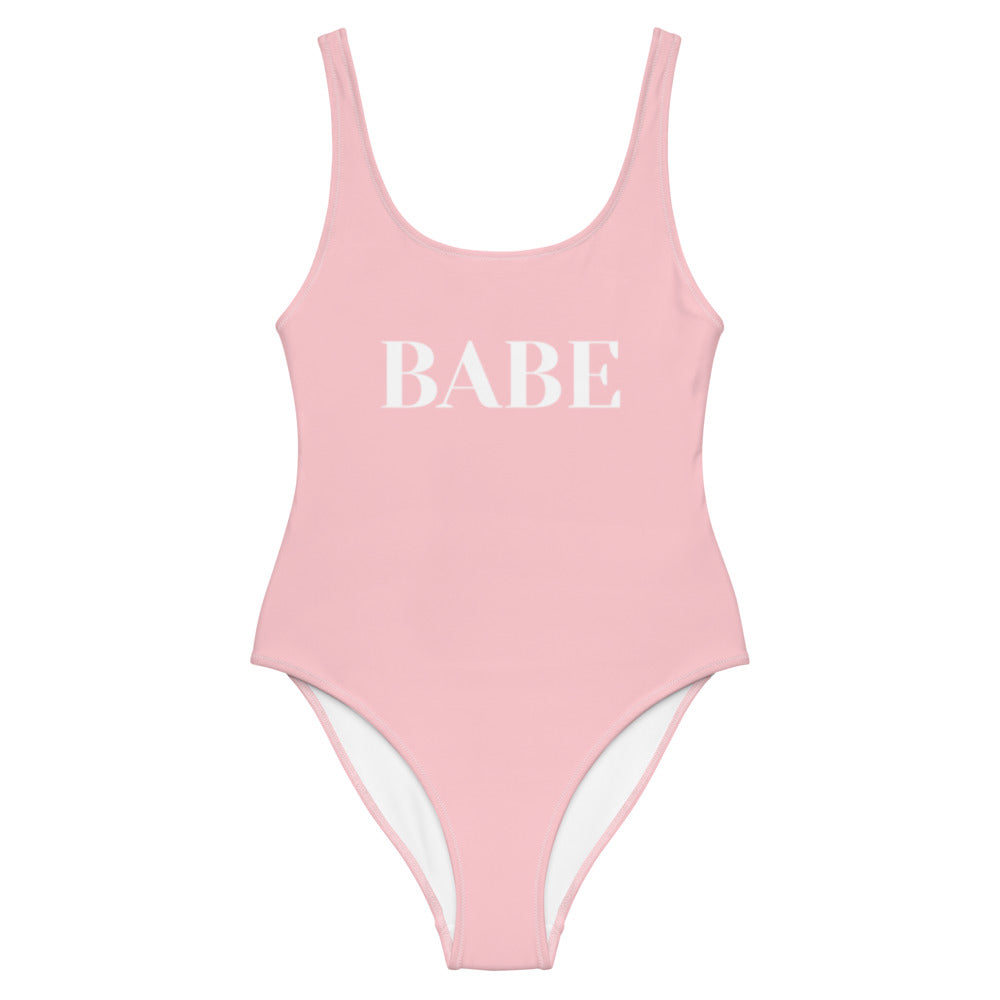 Pink One-Piece Babe Bridesmaid Swimsuit